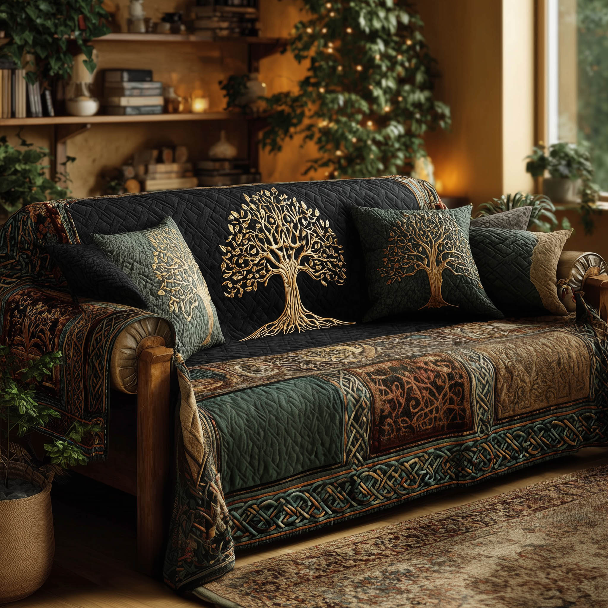 Celestial Tree Quilted Sofa Cover GFTOMA8264