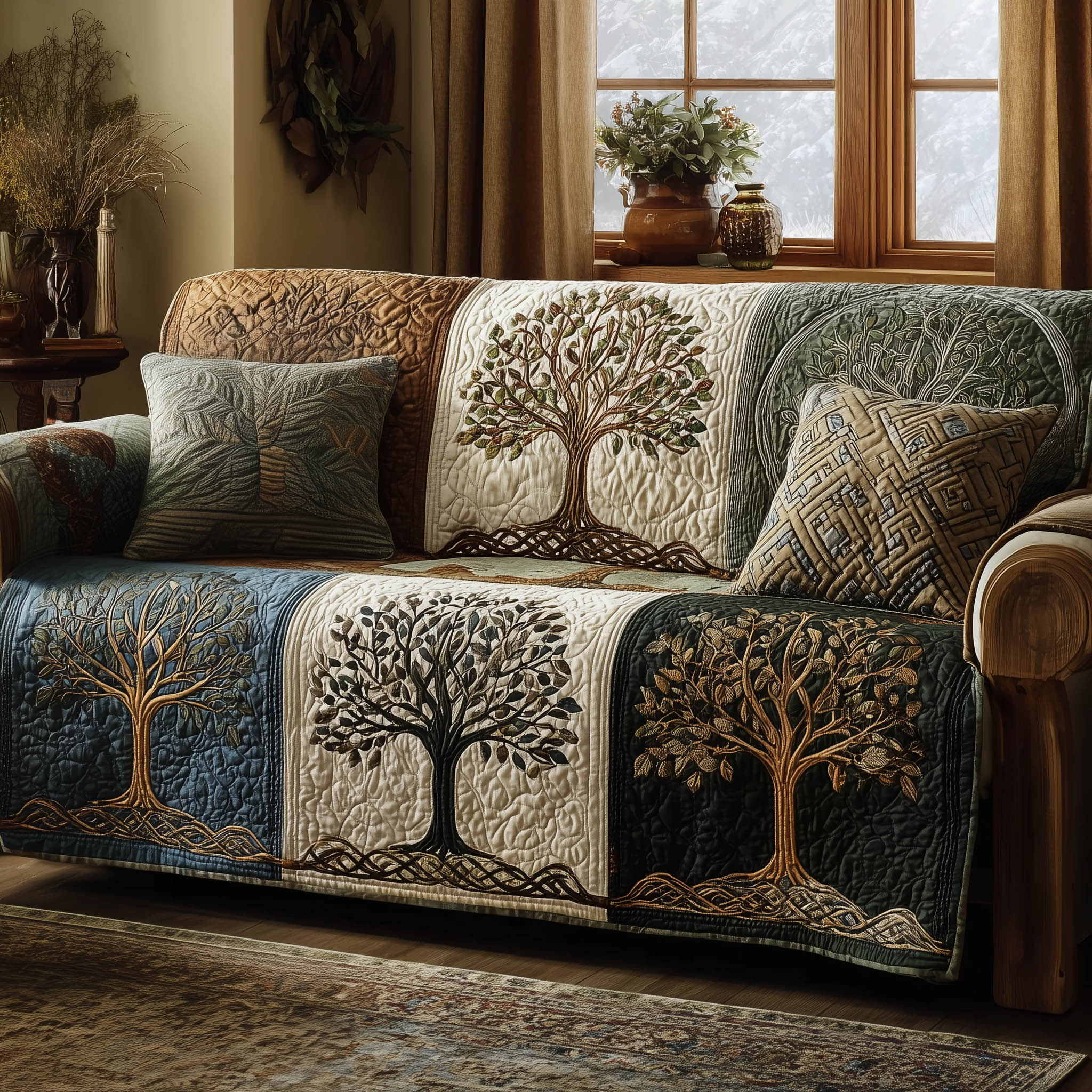Celestial Tree Quilted Sofa Cover GFTOMA8265