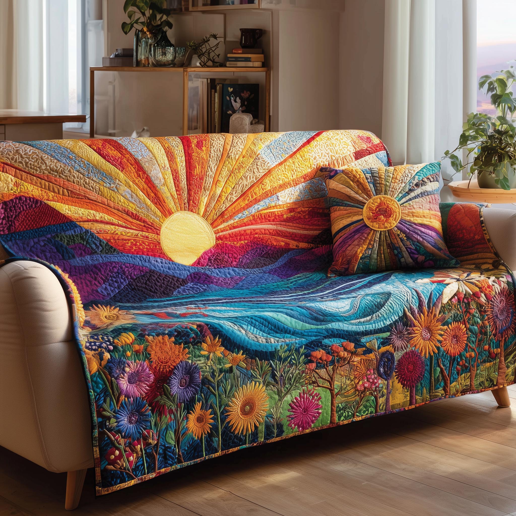 Golden Horizon Quilted Sofa Cover GFTOMA8402