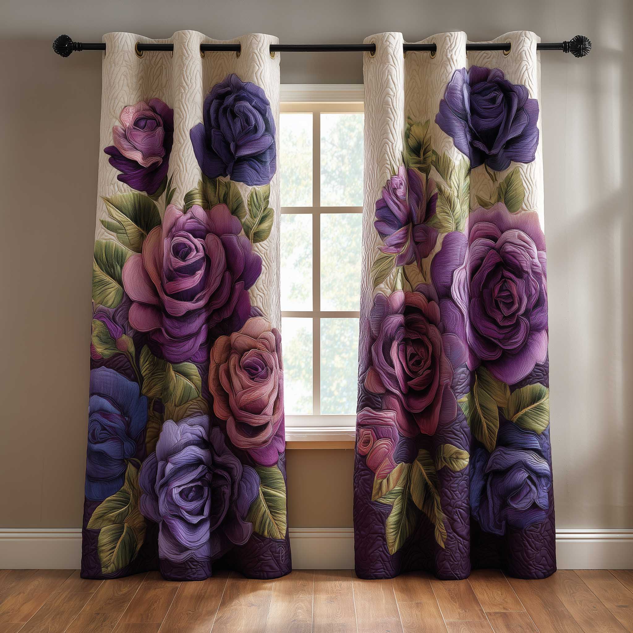 Floral Rose Quilted Curtains GFTOMA8804