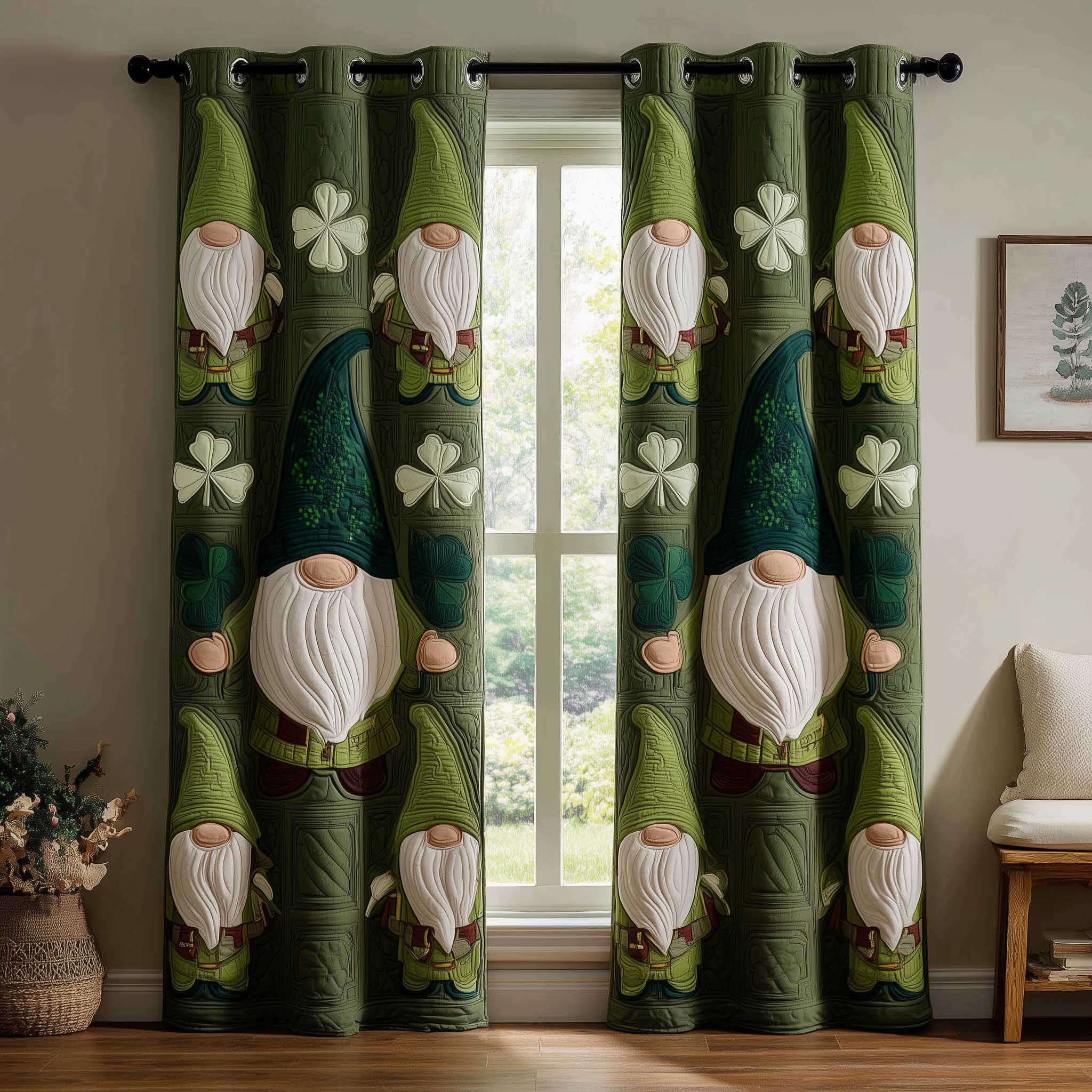 Shamrock Gnome Quilted Curtains GFTOMA8878