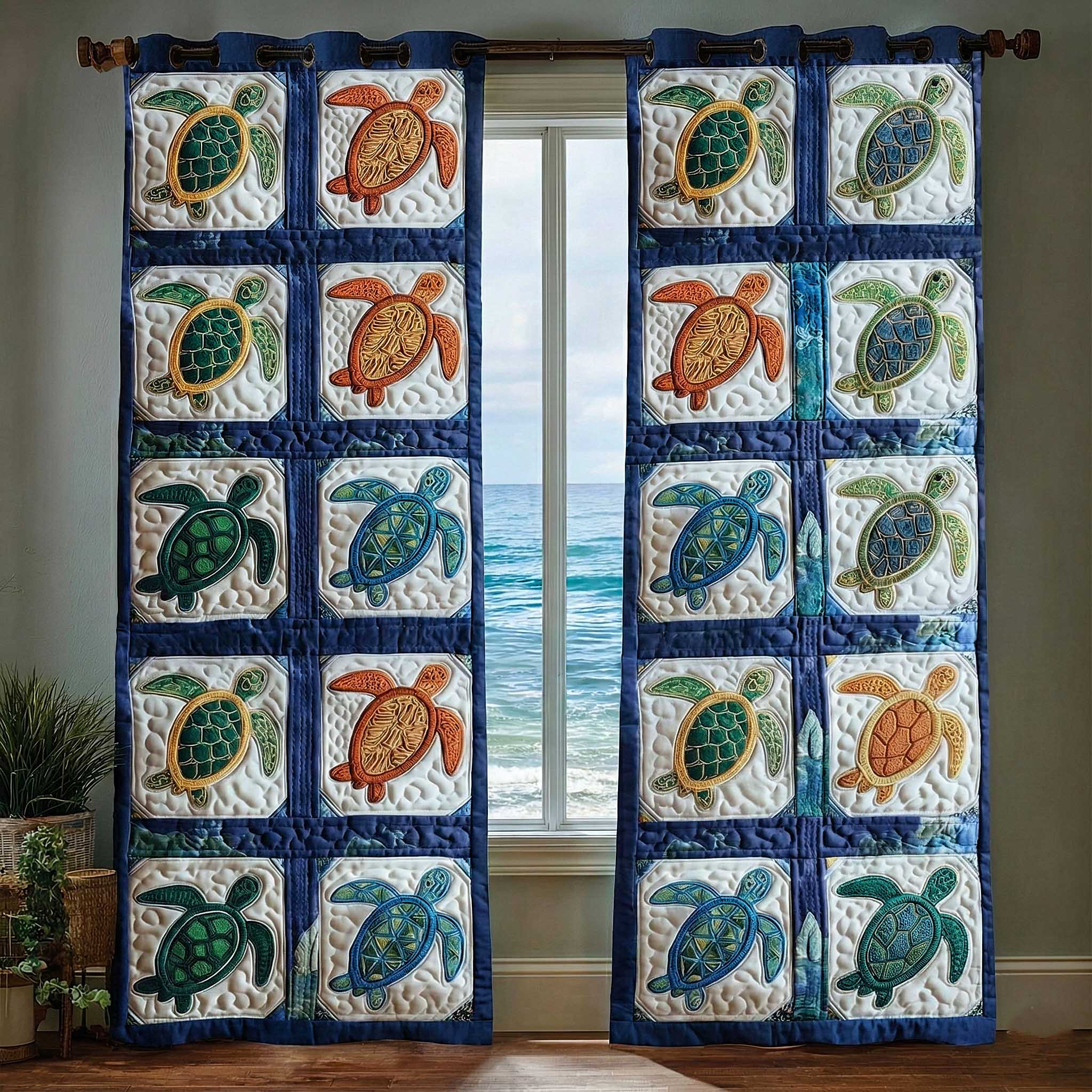 Turtle Oasis Quilted Curtains GFTOMA8881