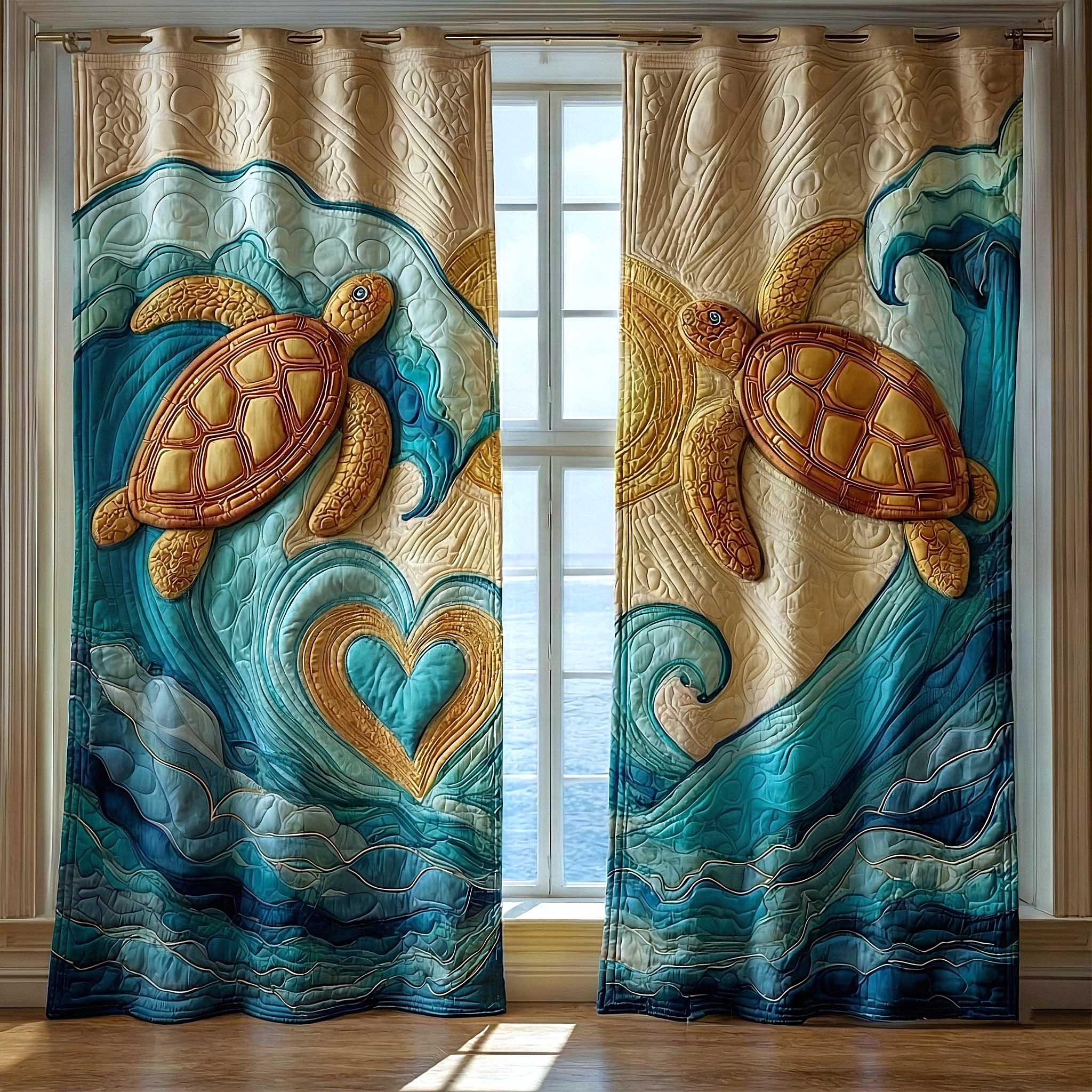 Turtle Oasis Quilted Curtains GFTOMA8882