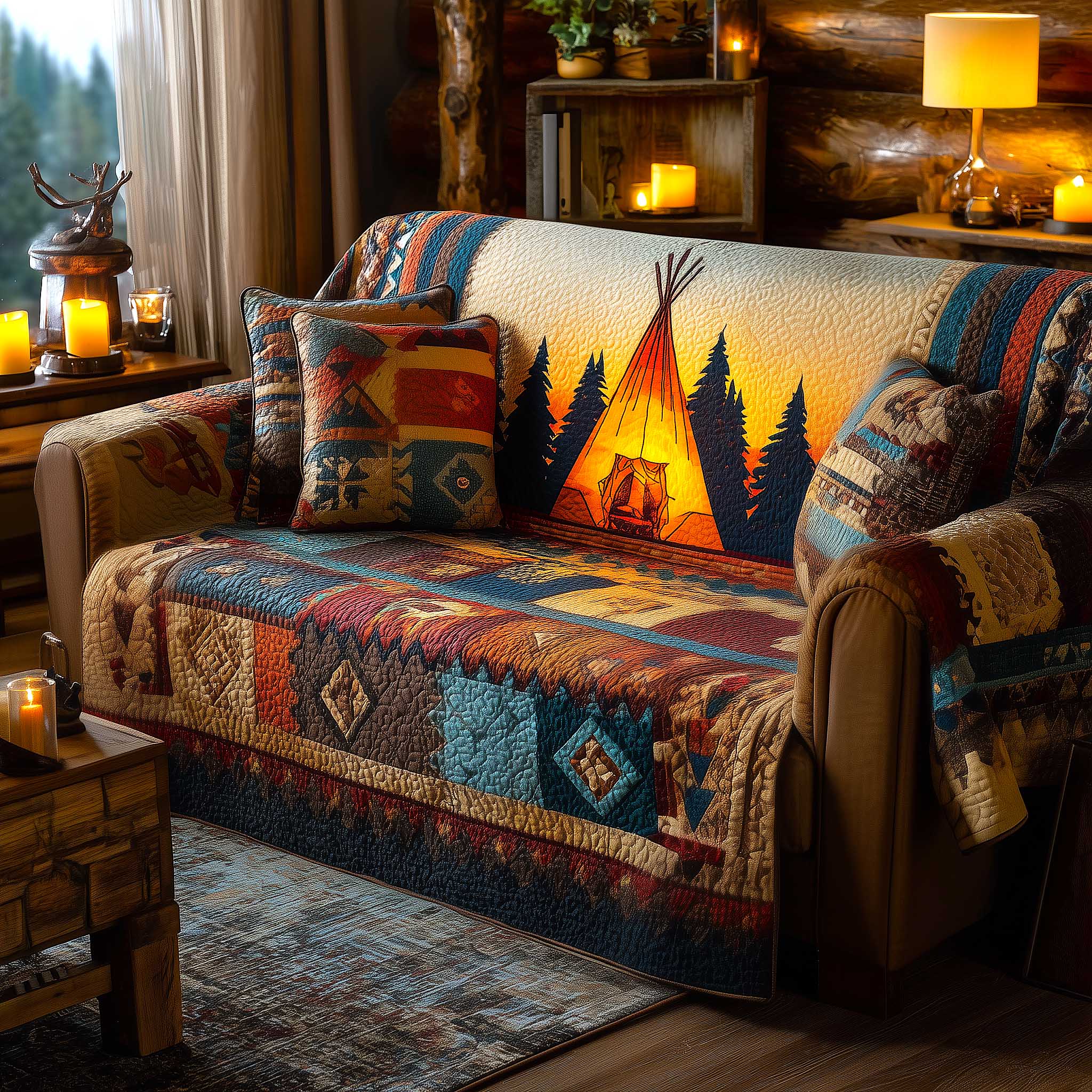 Tribal Comfort Quilted Sofa Cover GFTOMA9087