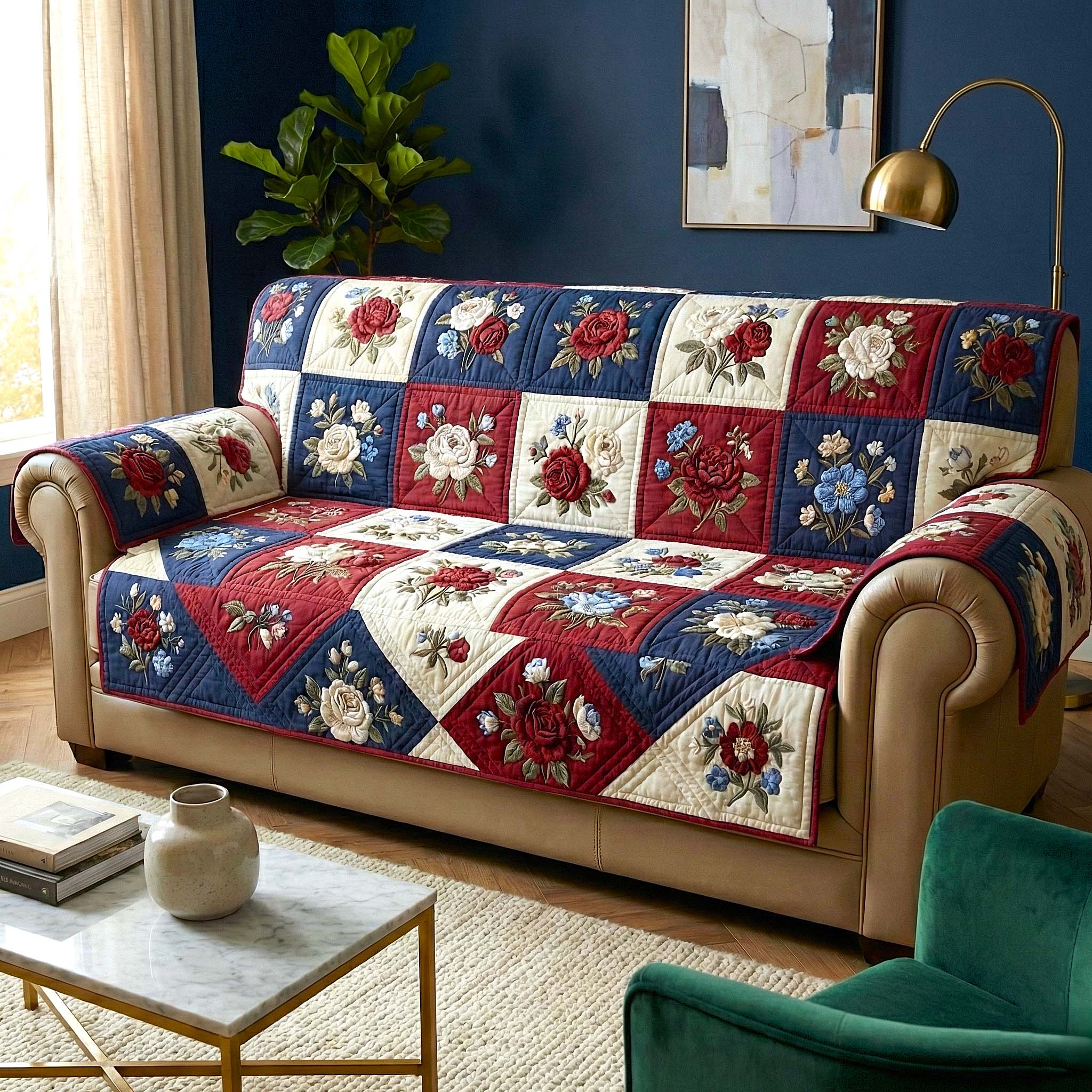 Patchwork Bloom Quilted Sofa Cover GFTOMA9300
