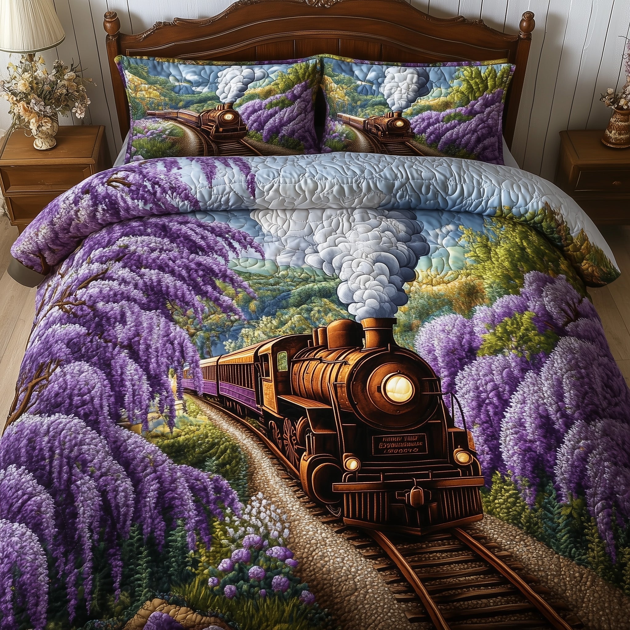 Train Journey 3-Piece Quilted Bedding Set GFTOMA951