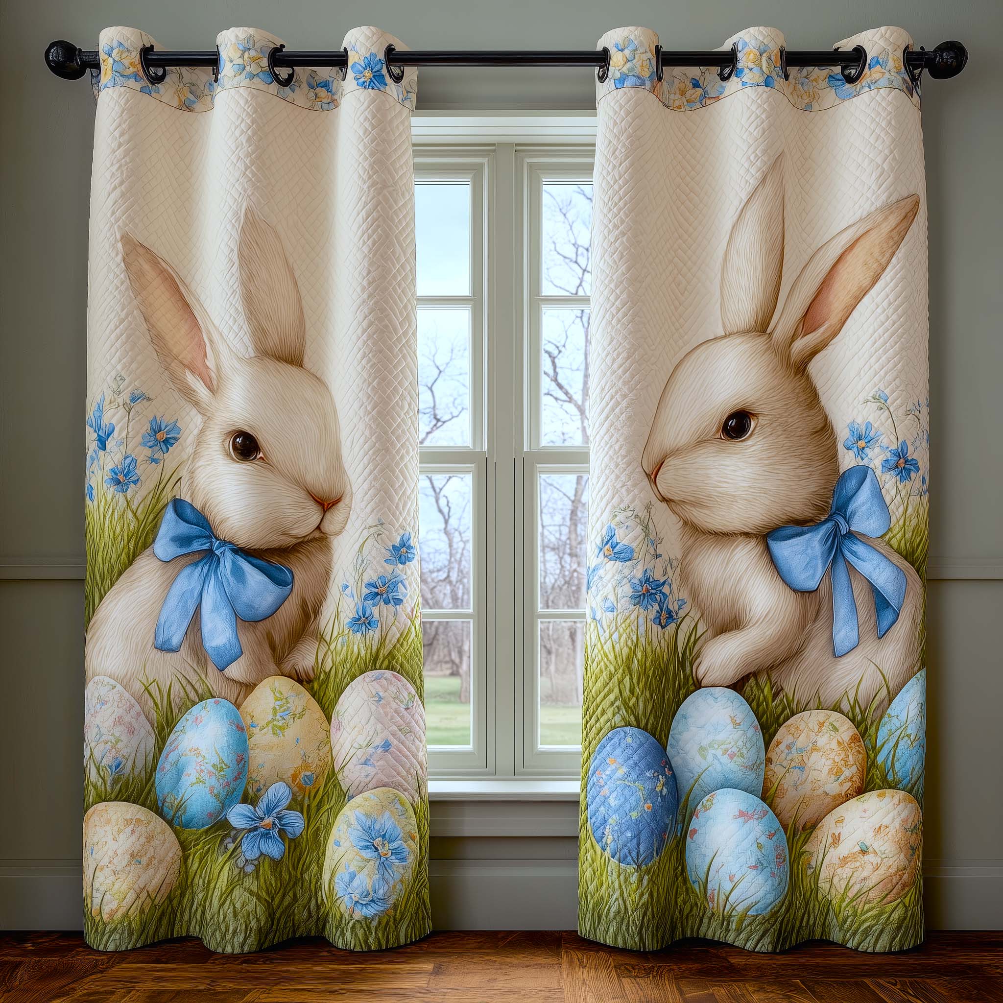 Spring Bunny Quilted Curtains GFTOMA9512