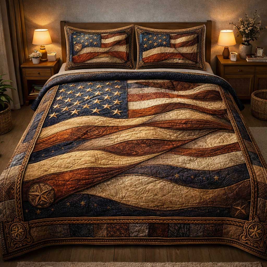 Heritage Patch 3-Piece Quilted Bedding Set
