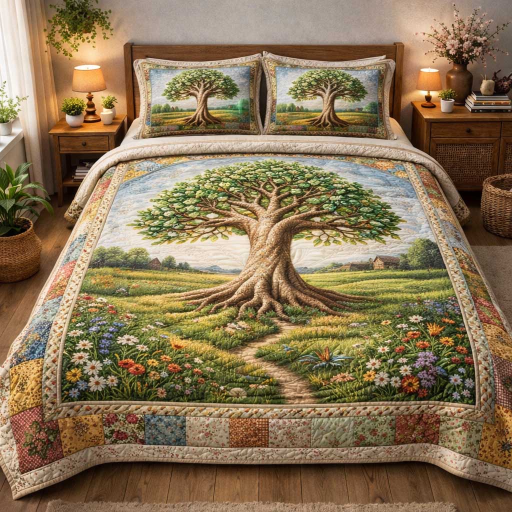 Life Roots 3-Piece Quilted Bedding Set GFTOMA9804