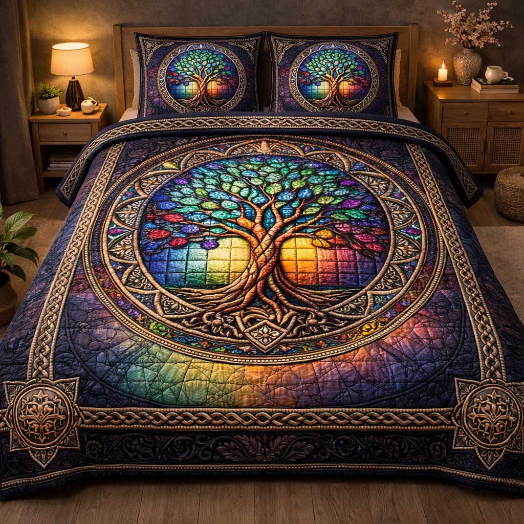 Divine Roots 3-Piece Quilted Bedding Set GFTOMA9806