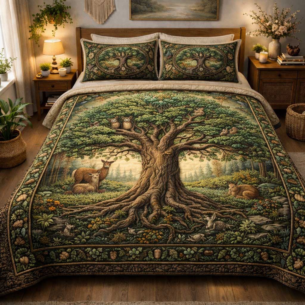 Noble Roots 3-Piece Quilted Bedding Set GFTOMA9807