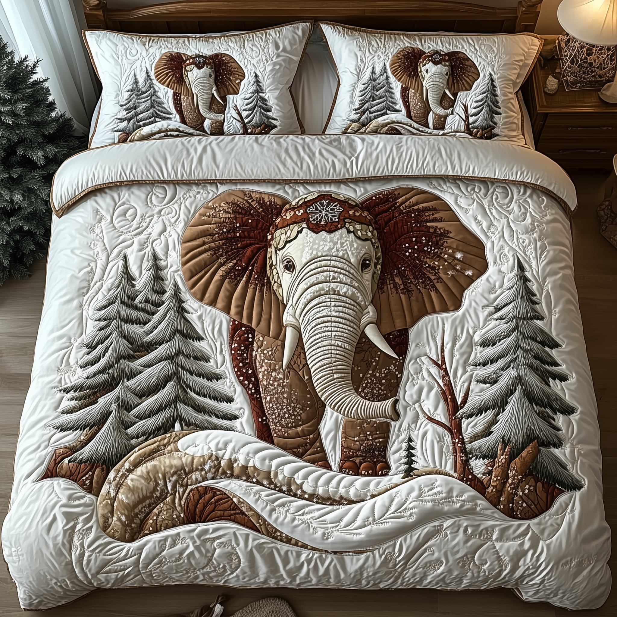Winter Elephant 3-Piece Quilted Bedding Set GFTONL1546