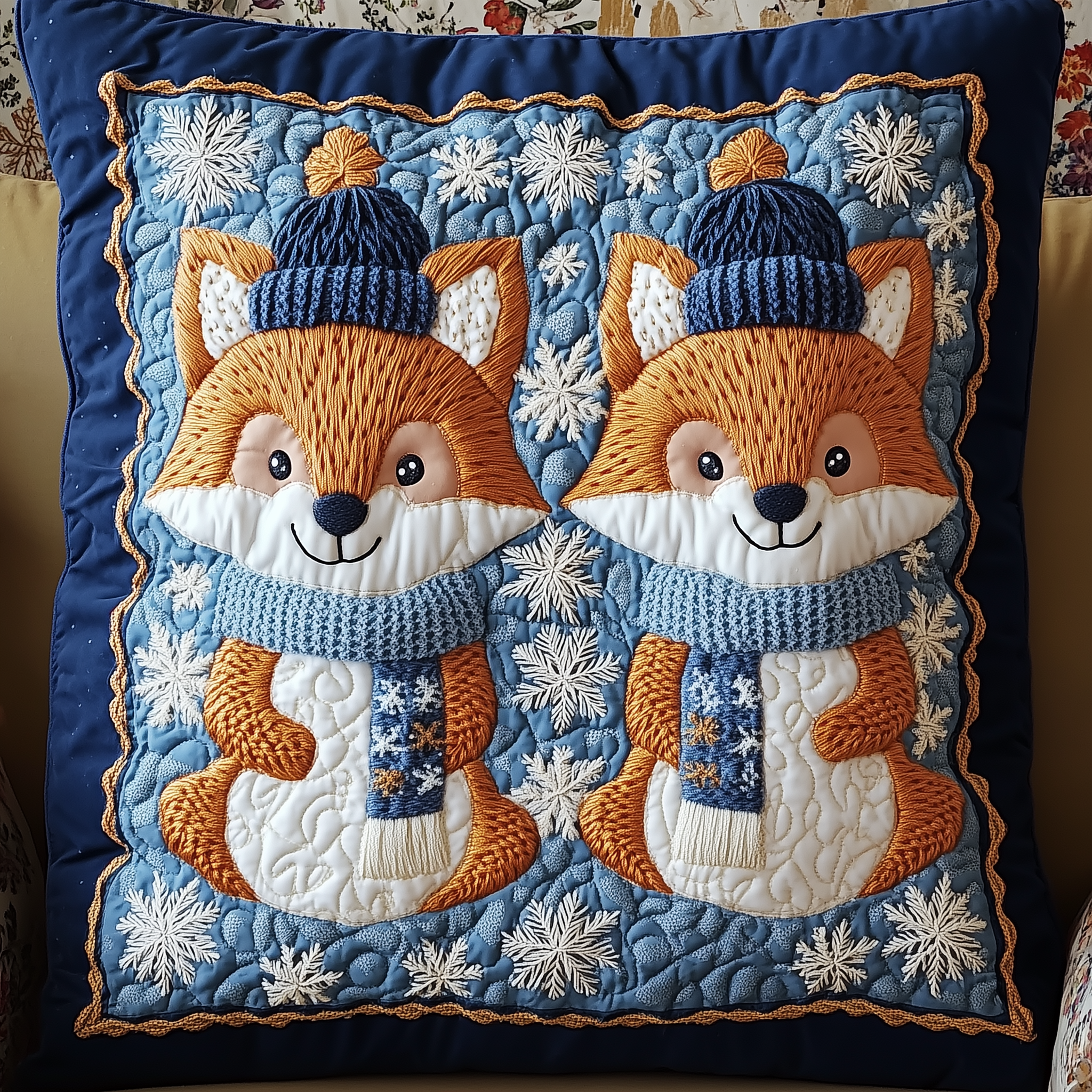 Adorable Fox Friends Quilted Pillow Case GFTONL1711
