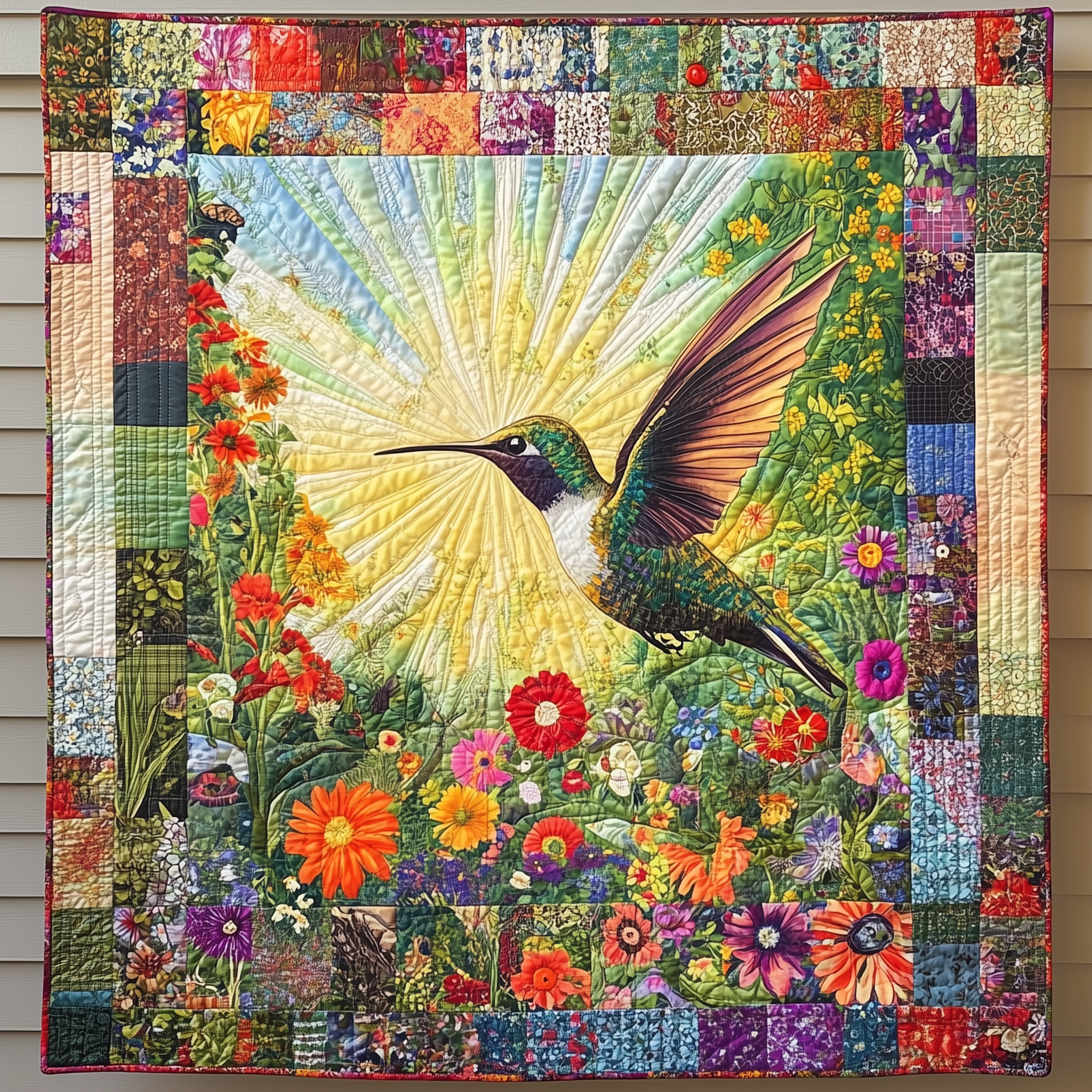 Hummingbird Sunshine Garden Quilted Blanket GFTONL1726