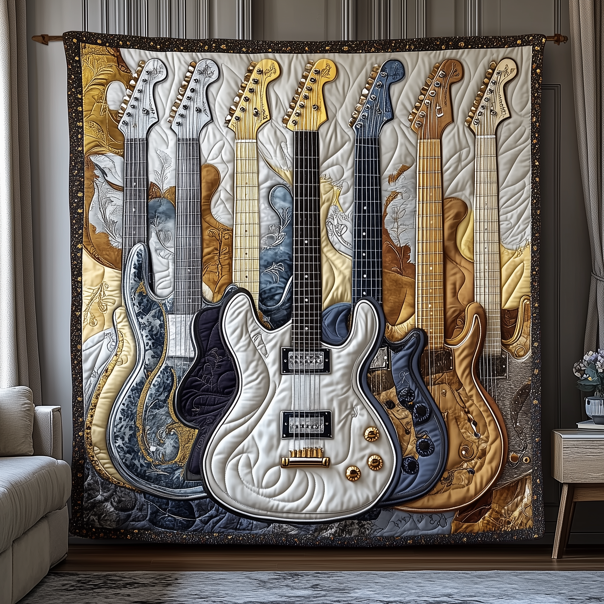 Noble Guitar Quilted Blanket GFTONL1747