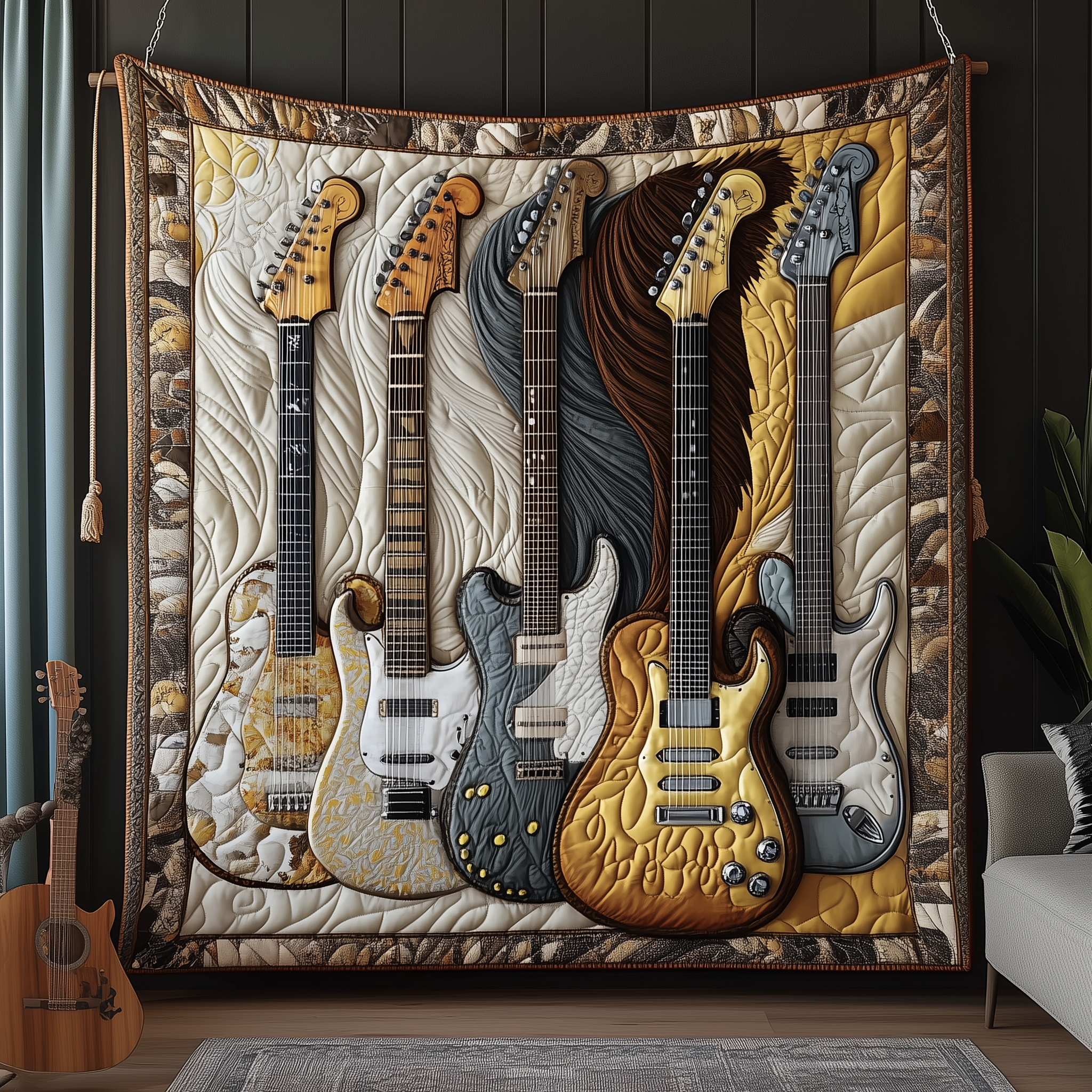 Noble Guitar Quilted Blanket GFTONL1759