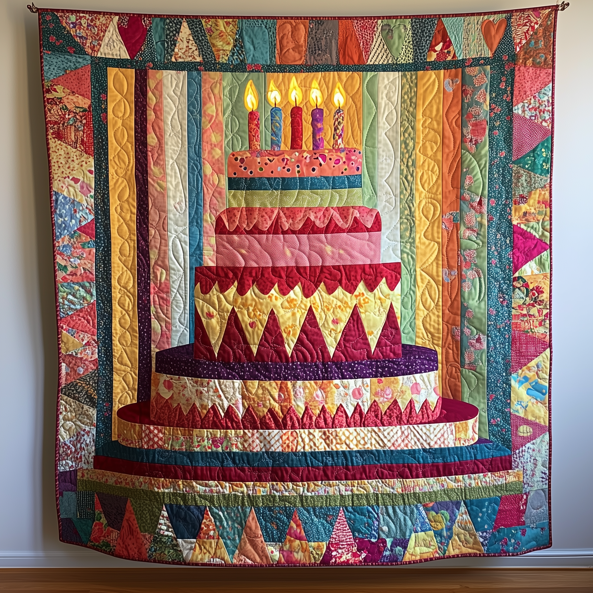 Cheerful Birthday Cake Quilted Blanket GFTONL1819