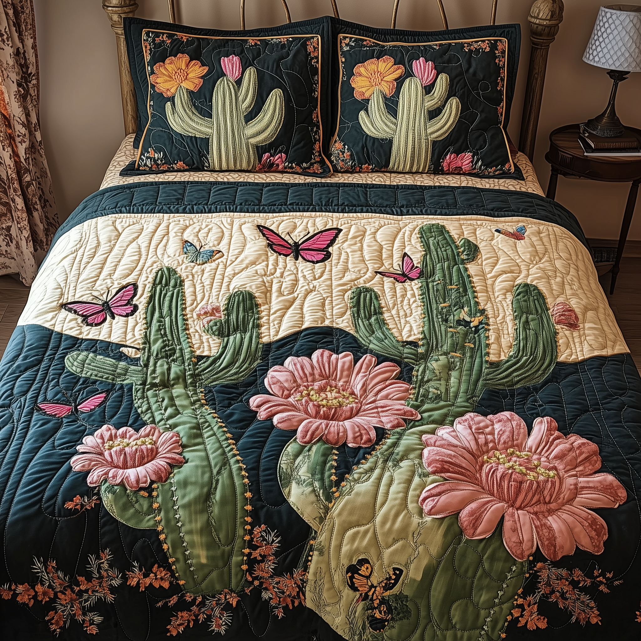 Cactus Dreamer 3-Piece Quilted Bedding Set GFTONL1854