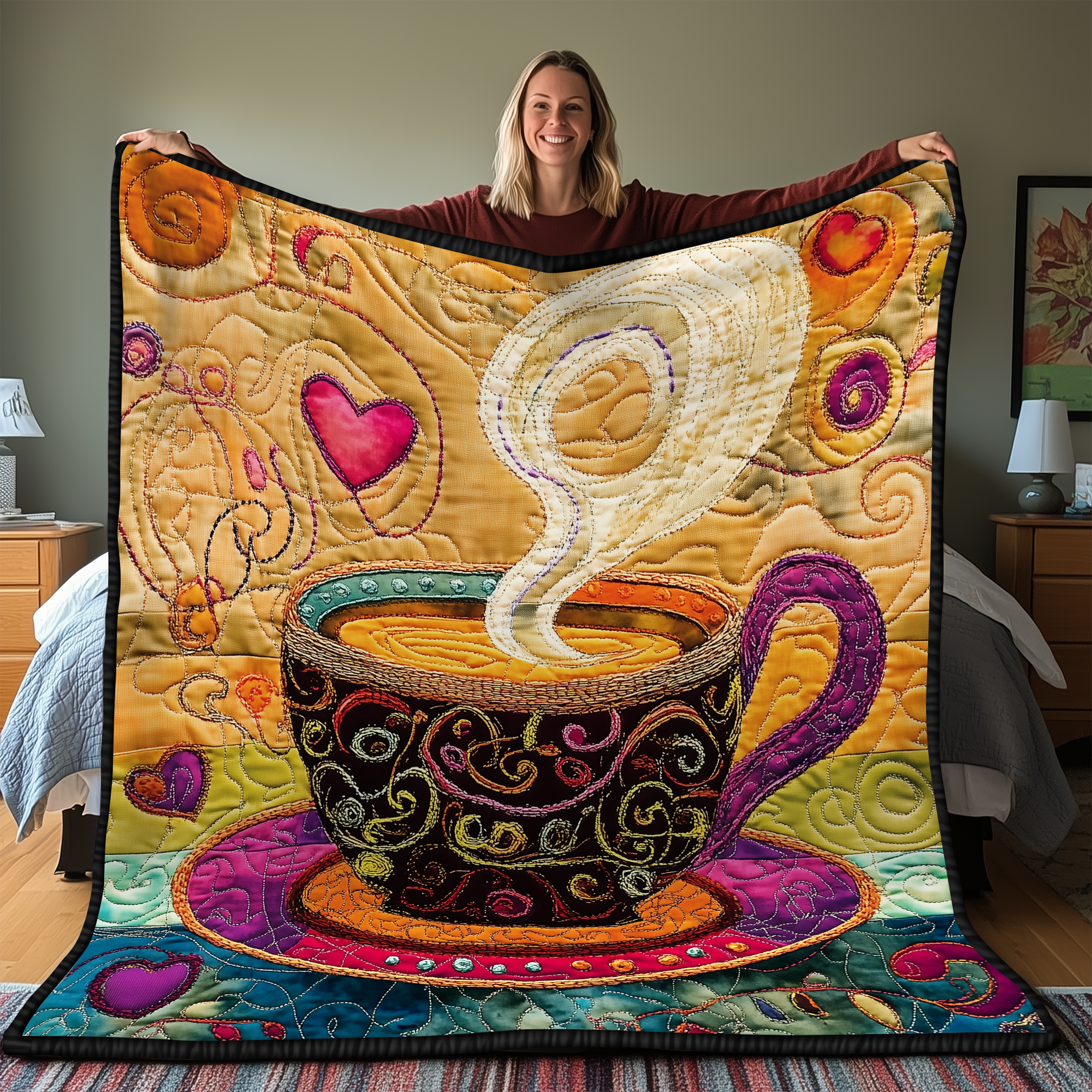 Coffee Cup Quilted Blanket GFTONL2014