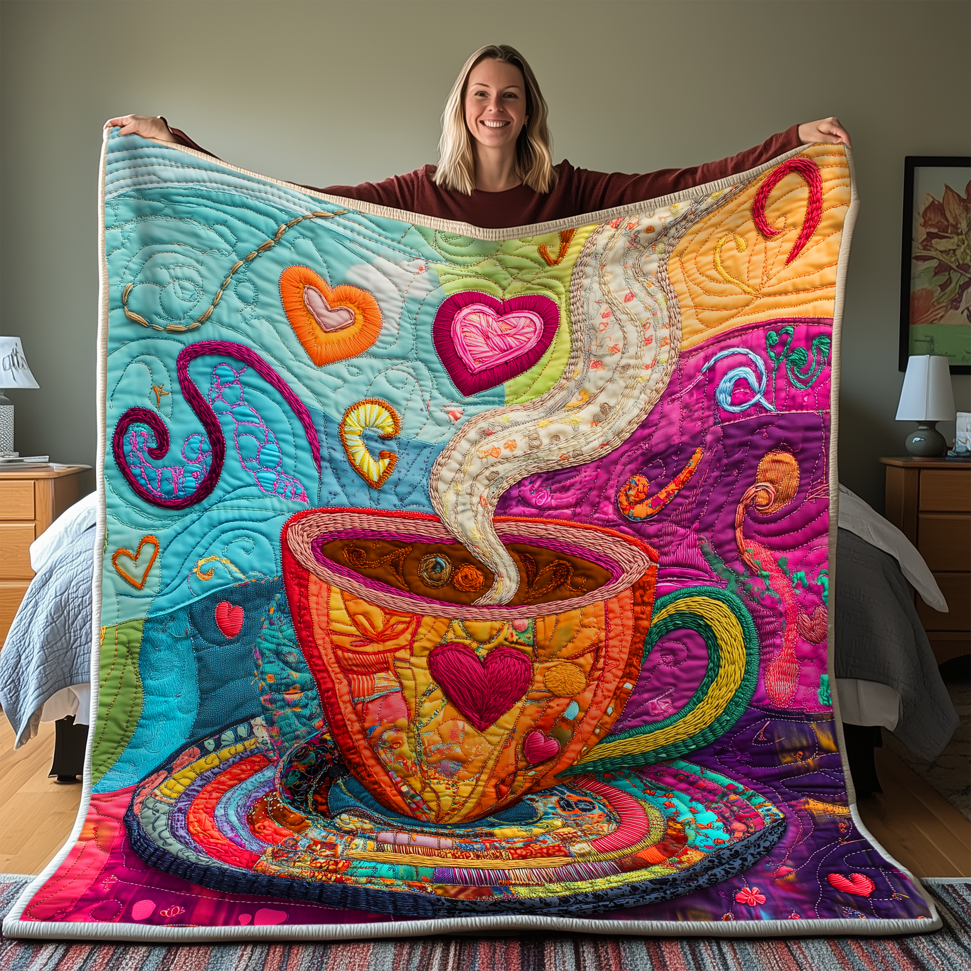 Coffee Cup Quilted Blanket GFTONL2016