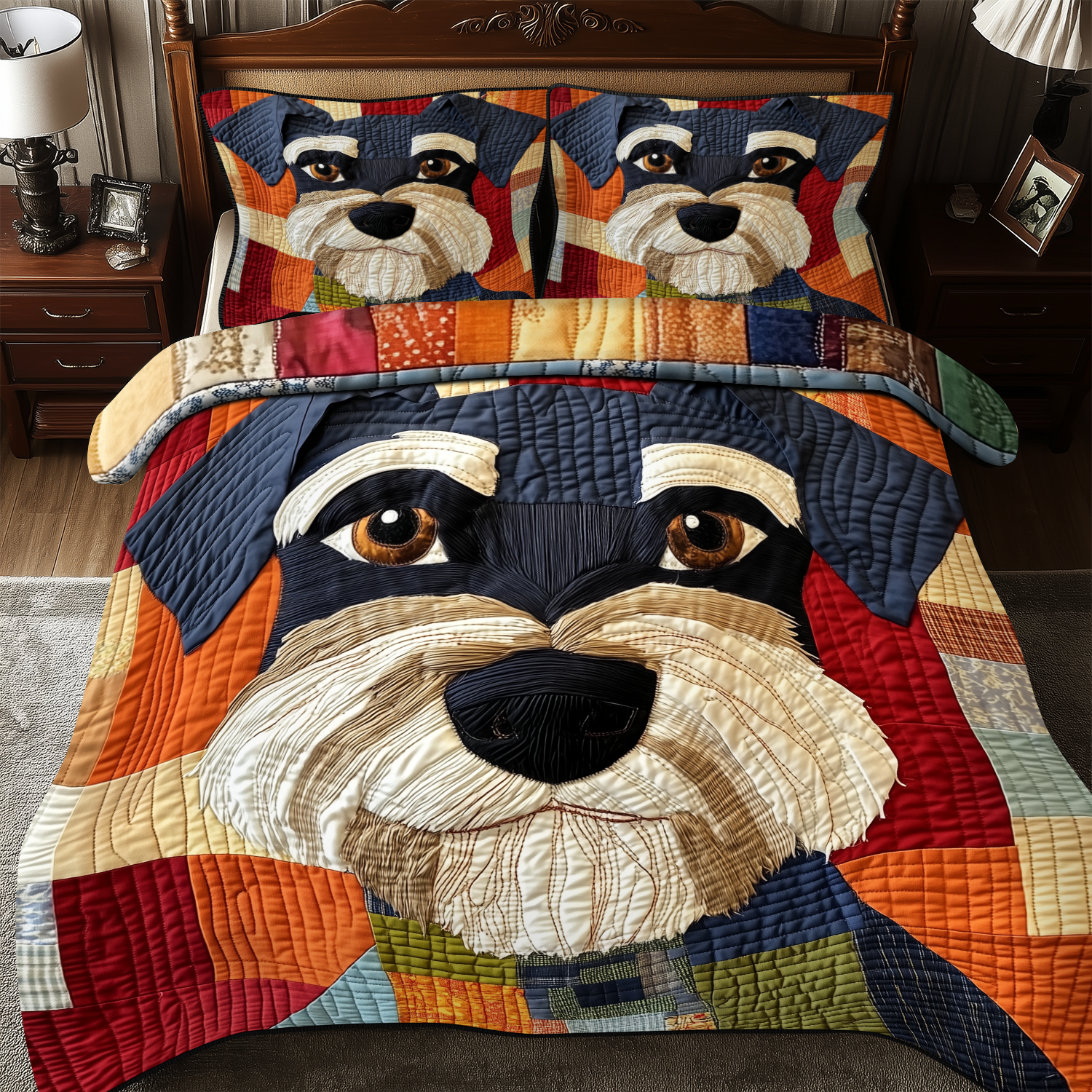 Schnauzer 3-Piece Quilted Bedding Set GFTONL2062