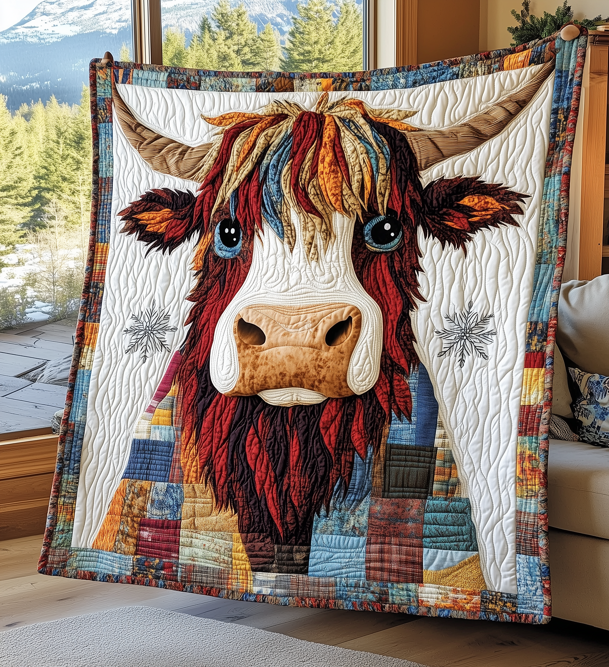 Funky Highland Cow Quilted Blanket GFTONL2080