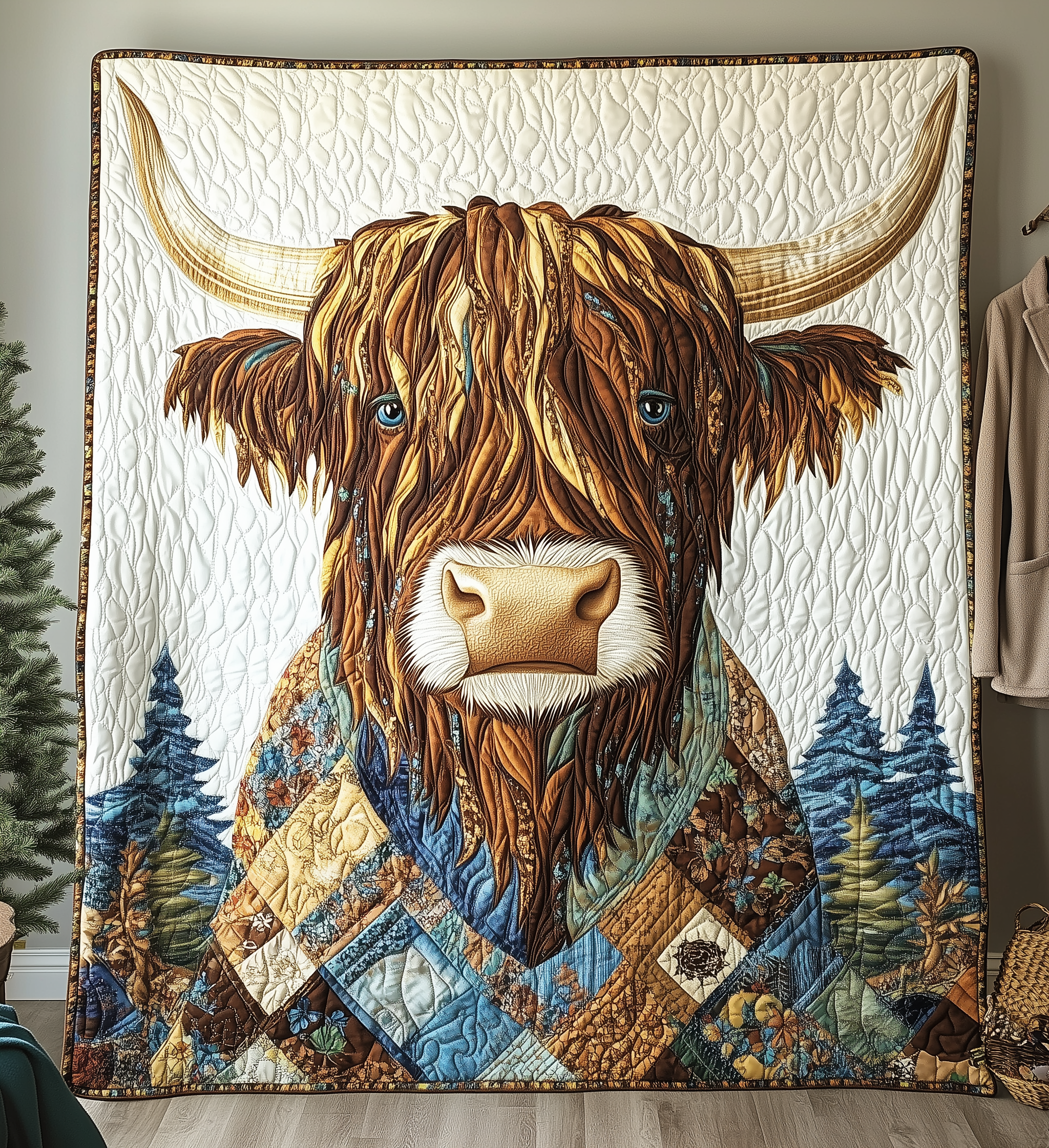 Funky Highland Cow Quilted Blanket GFTONL2086
