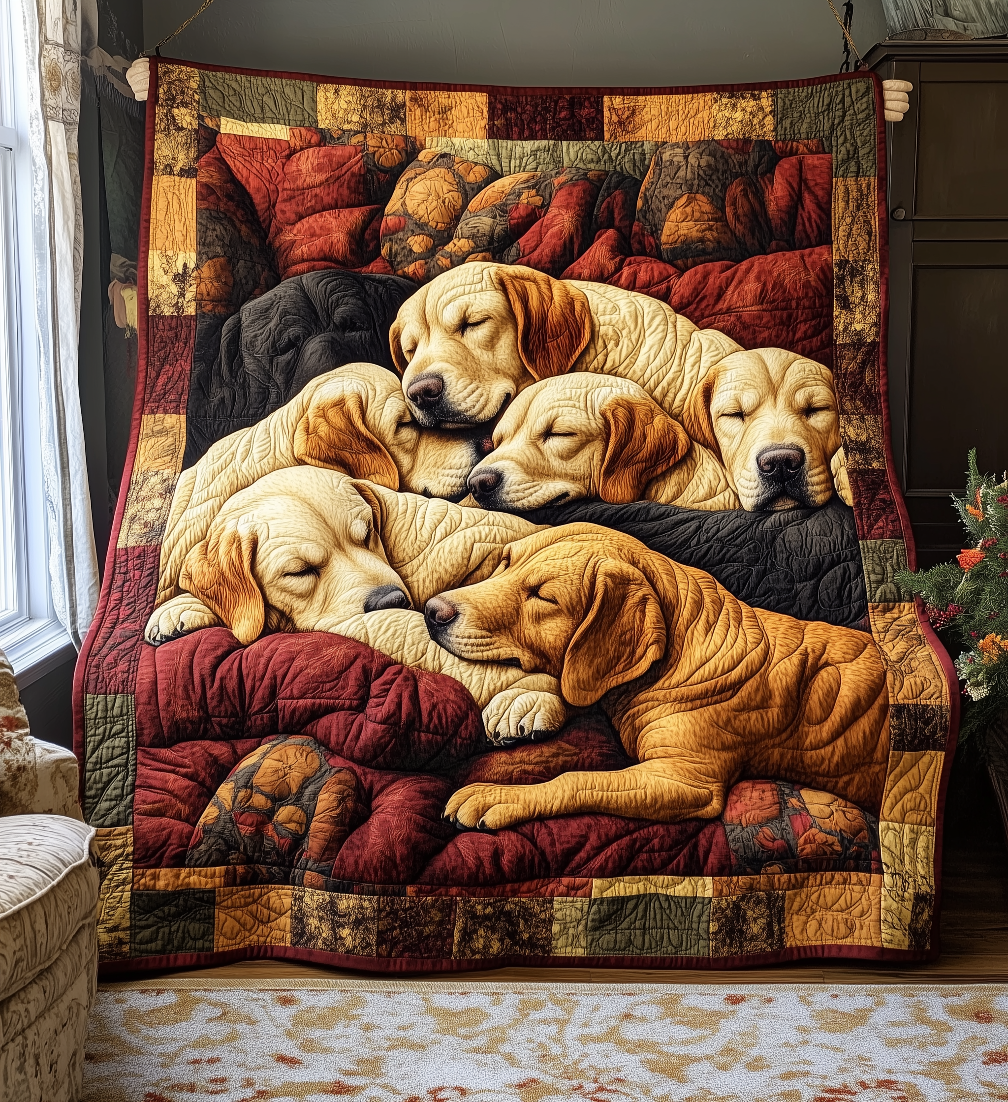 Sleeping Labrador Retriever Quilted Blanket GFTONL2150