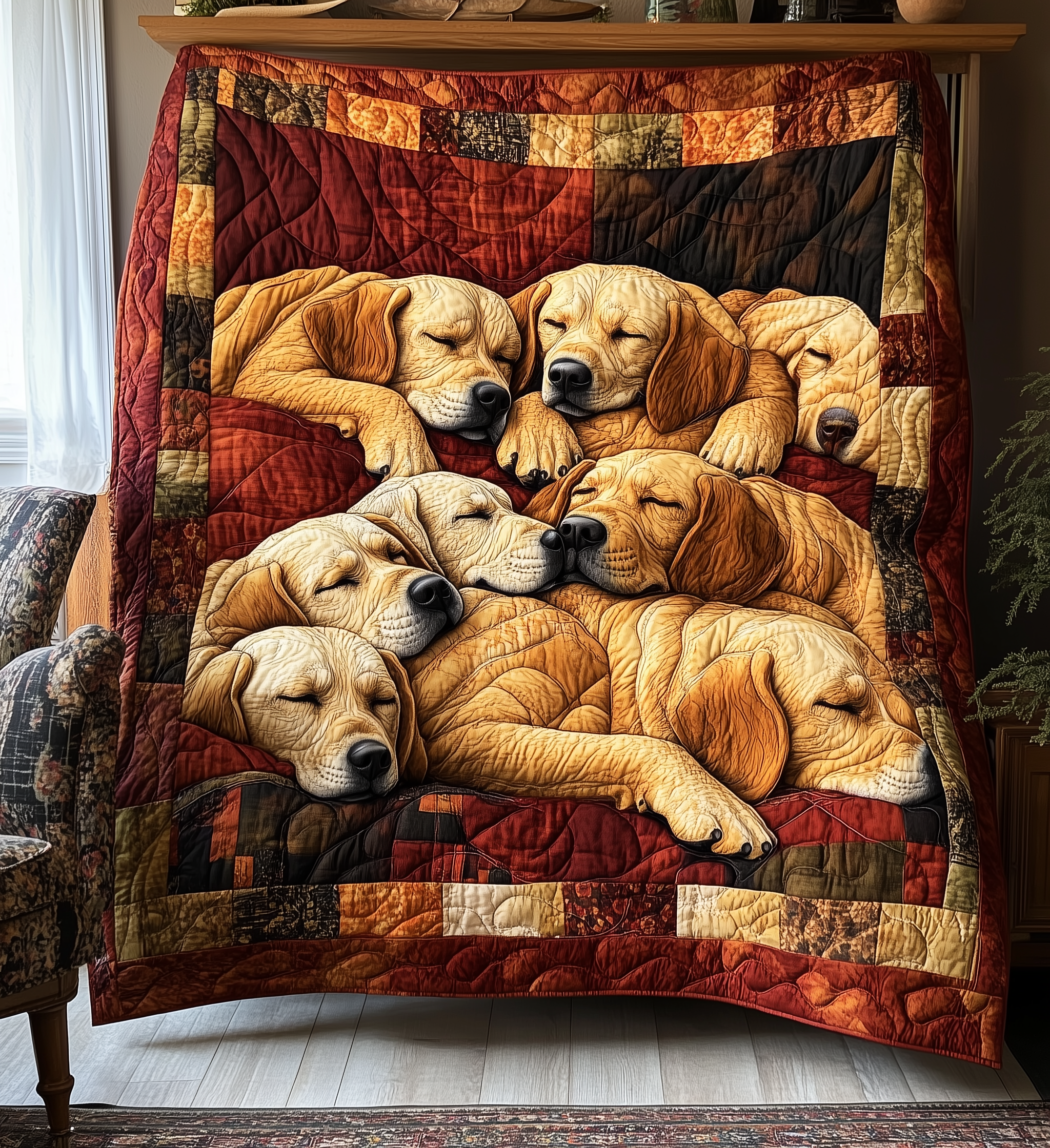Sleeping Labrador Retriever Quilted Blanket GFTONL2151