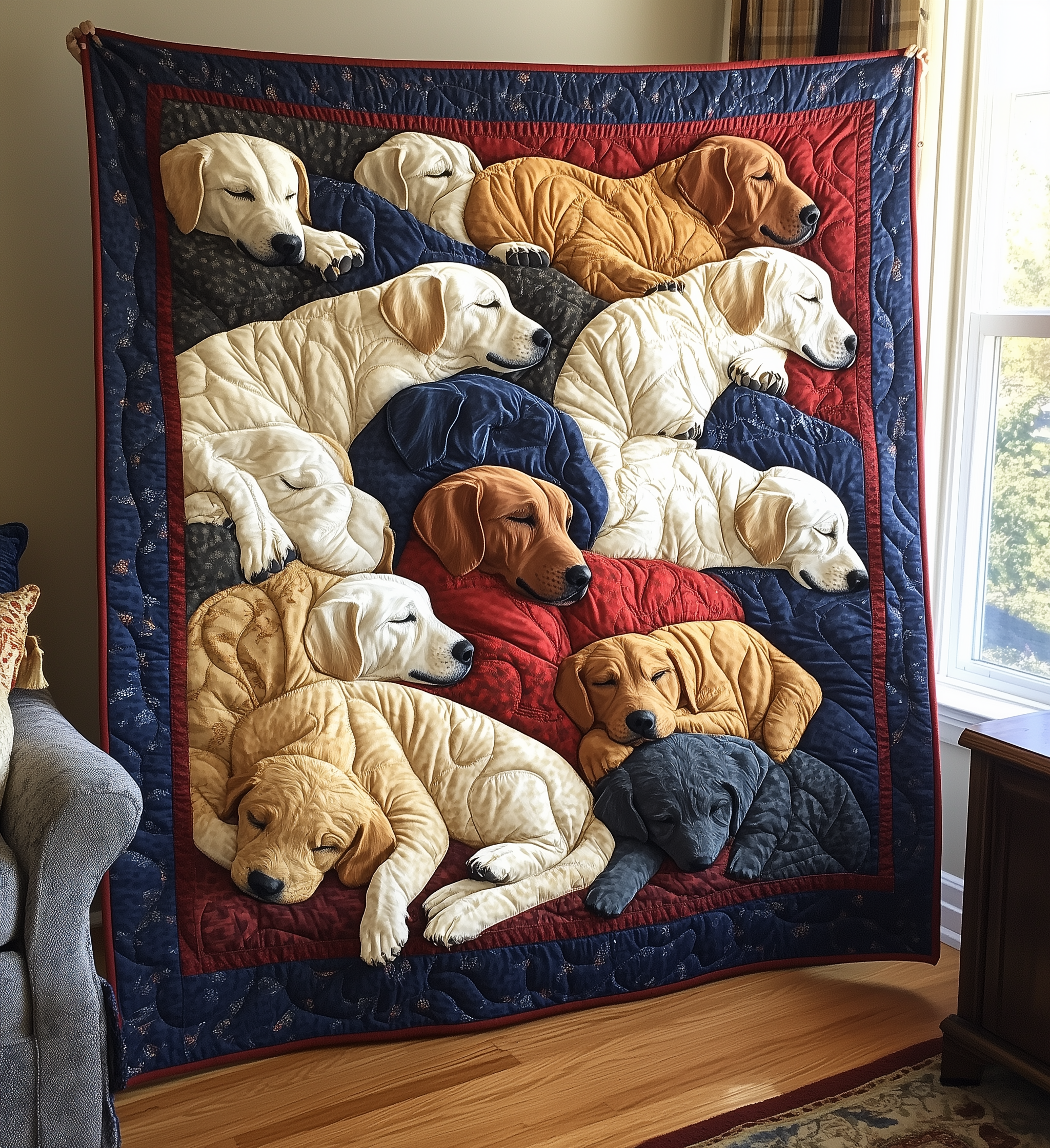 Sleeping Labrador Retriever Quilted Blanket GFTONL2163