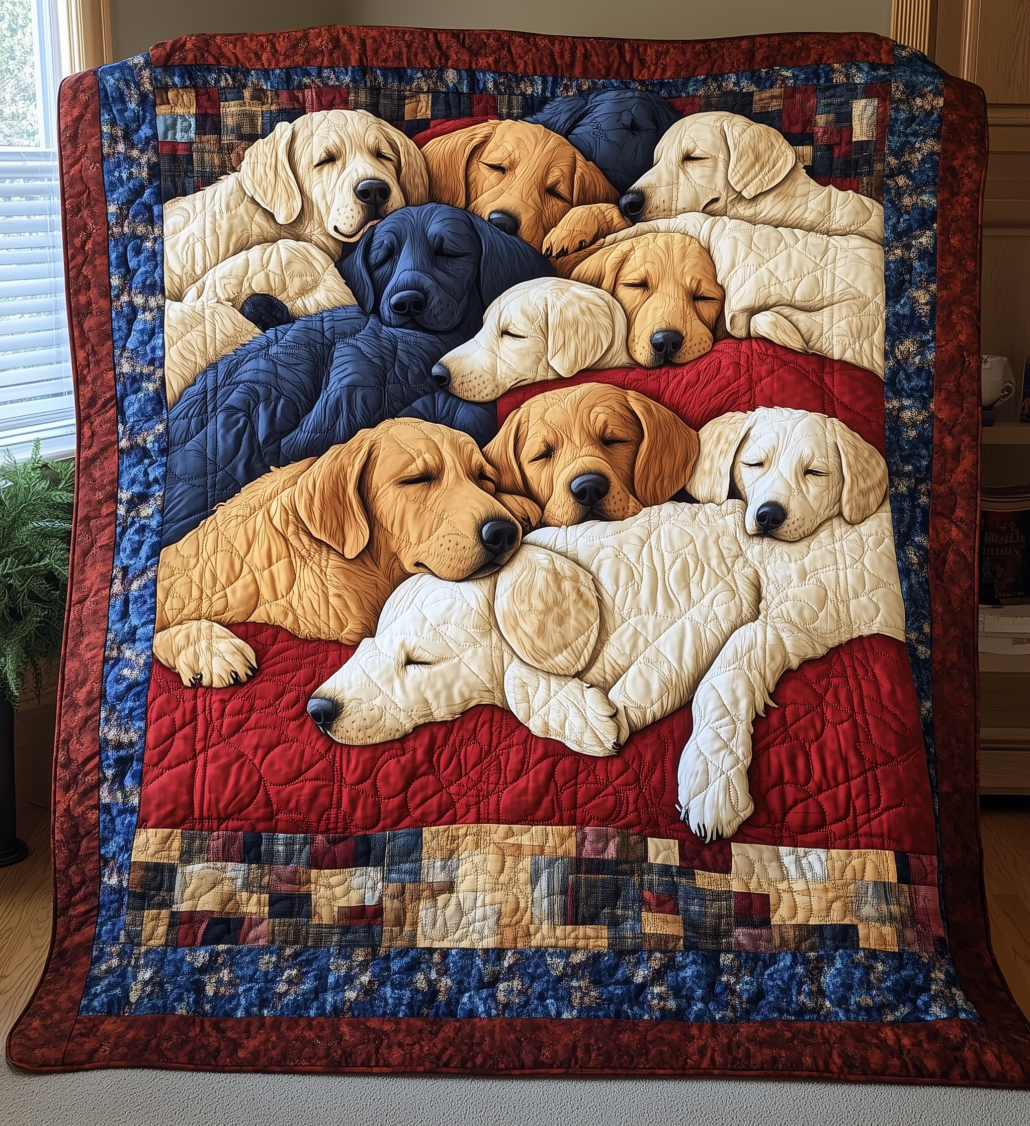 Sleeping Labrador Retriever Quilted Blanket GFTONL2168