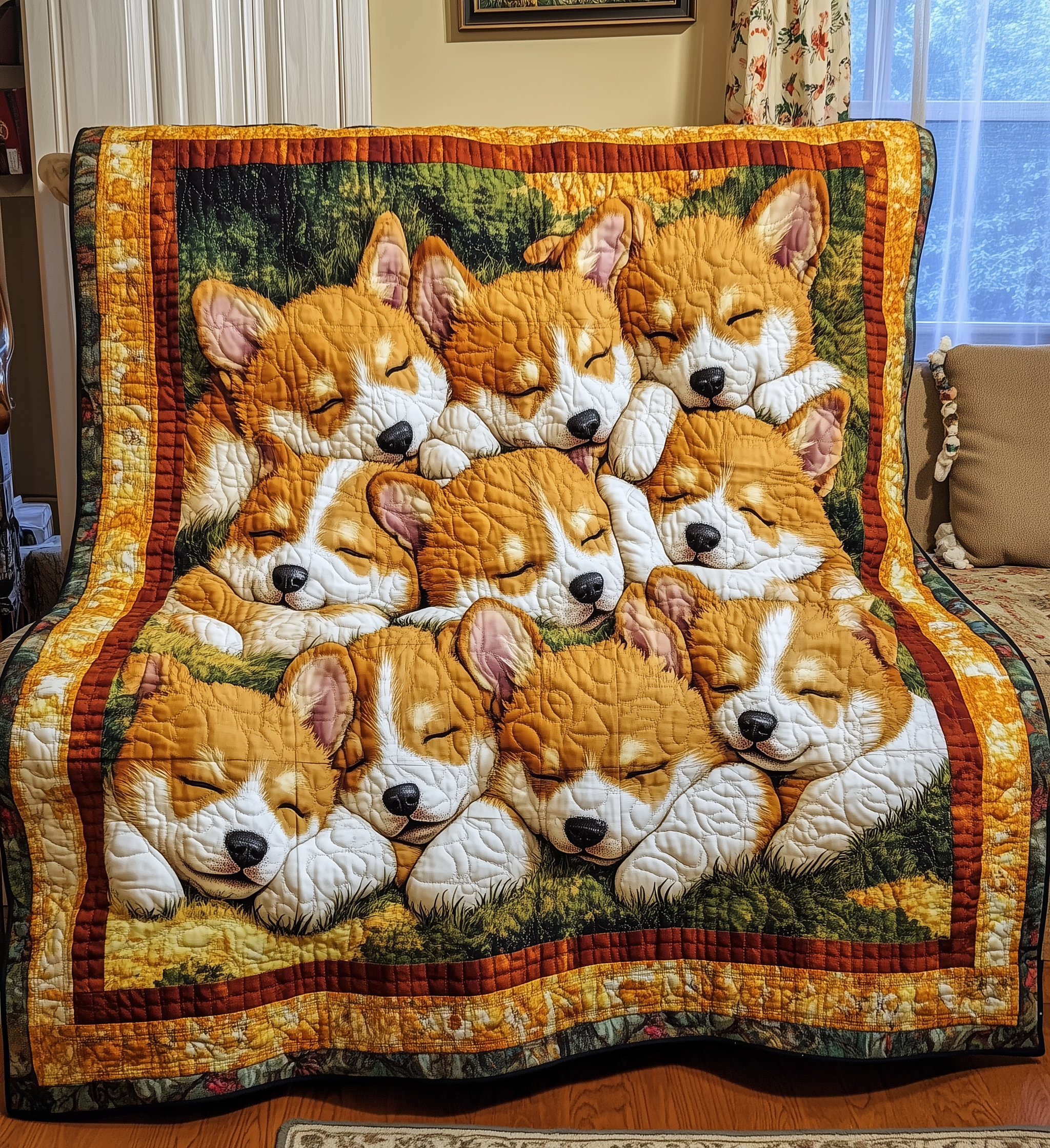 Sleeping Corgi Quilted Blanket GFTONL2183