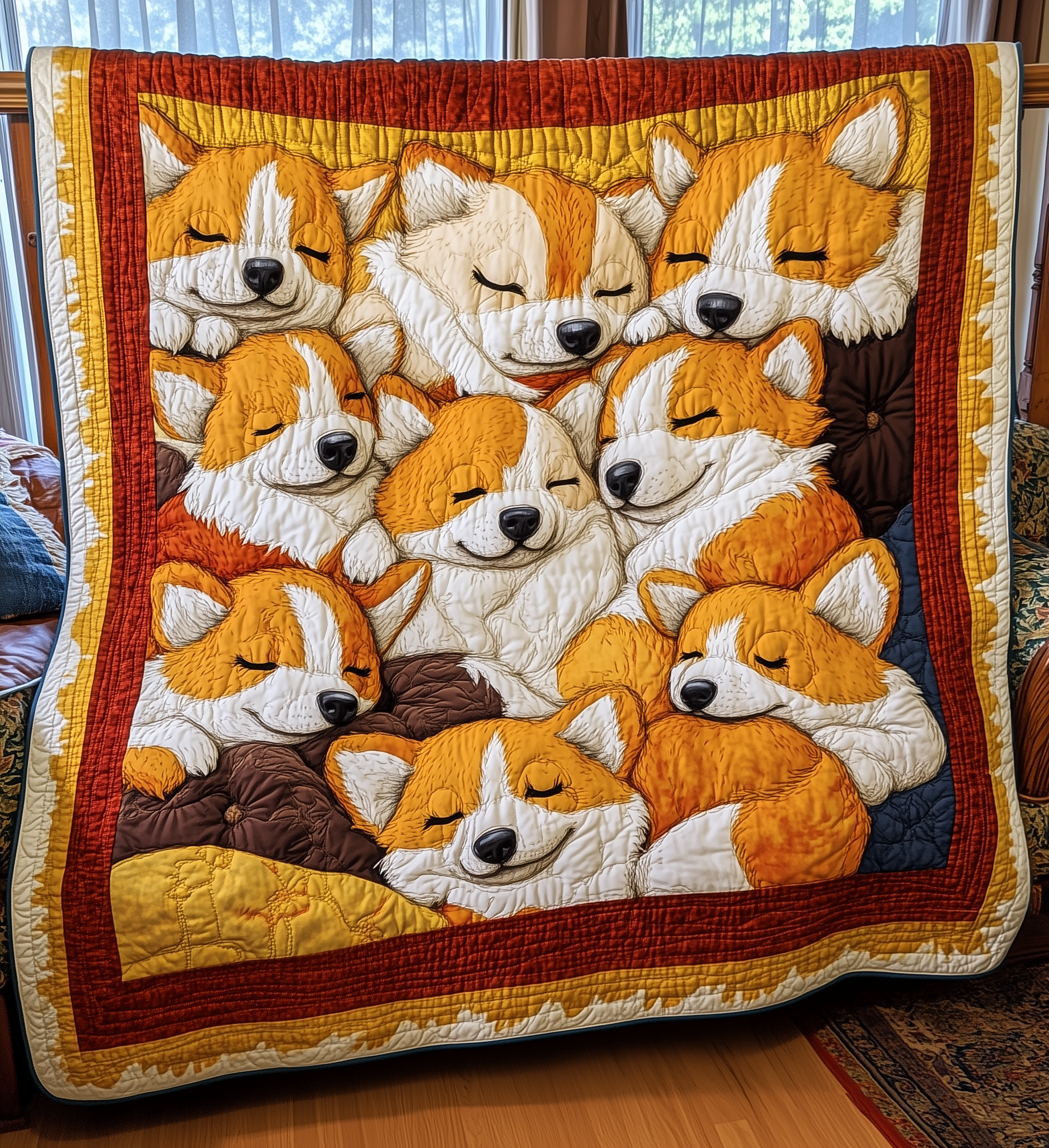 Sleeping Corgi Quilted Blanket GFTONL2184