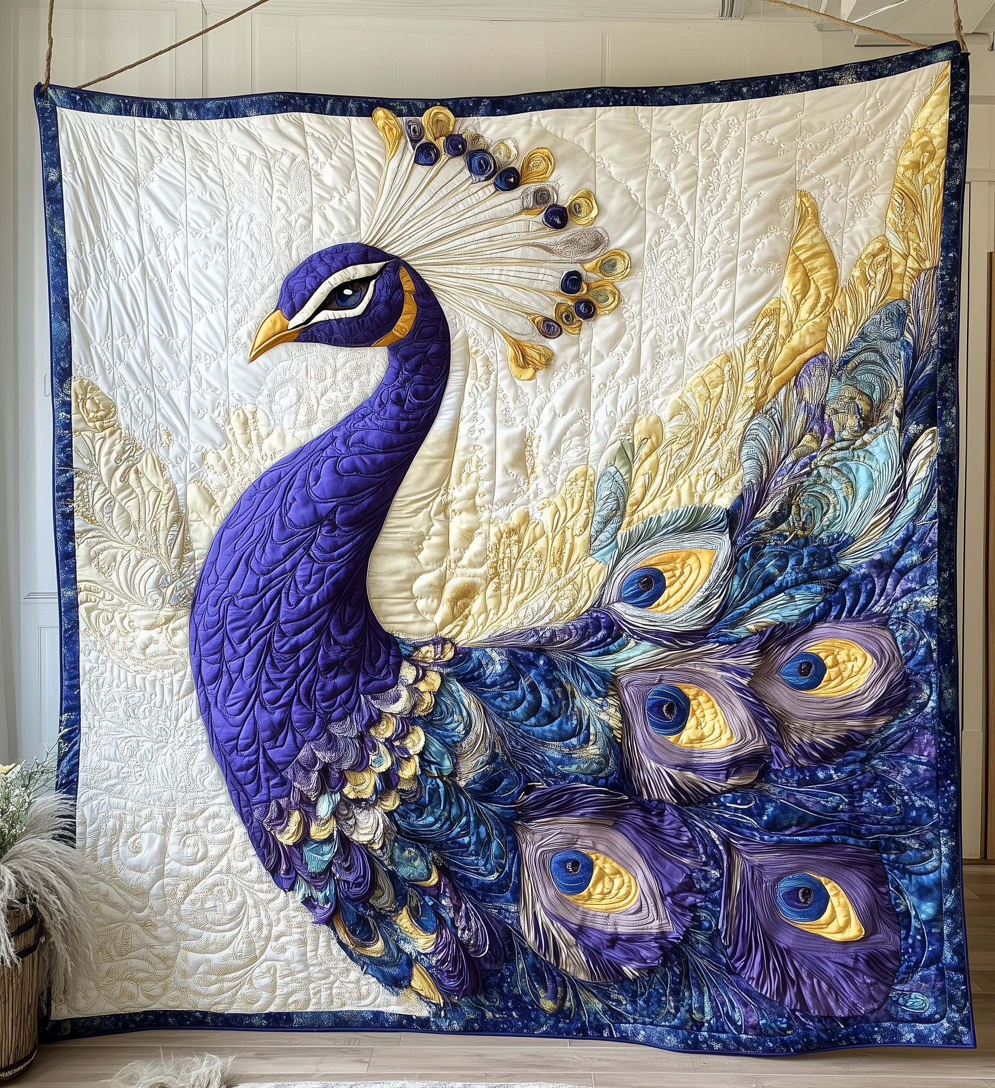 Purple Peacock Quilted Blanket GFTONL2214