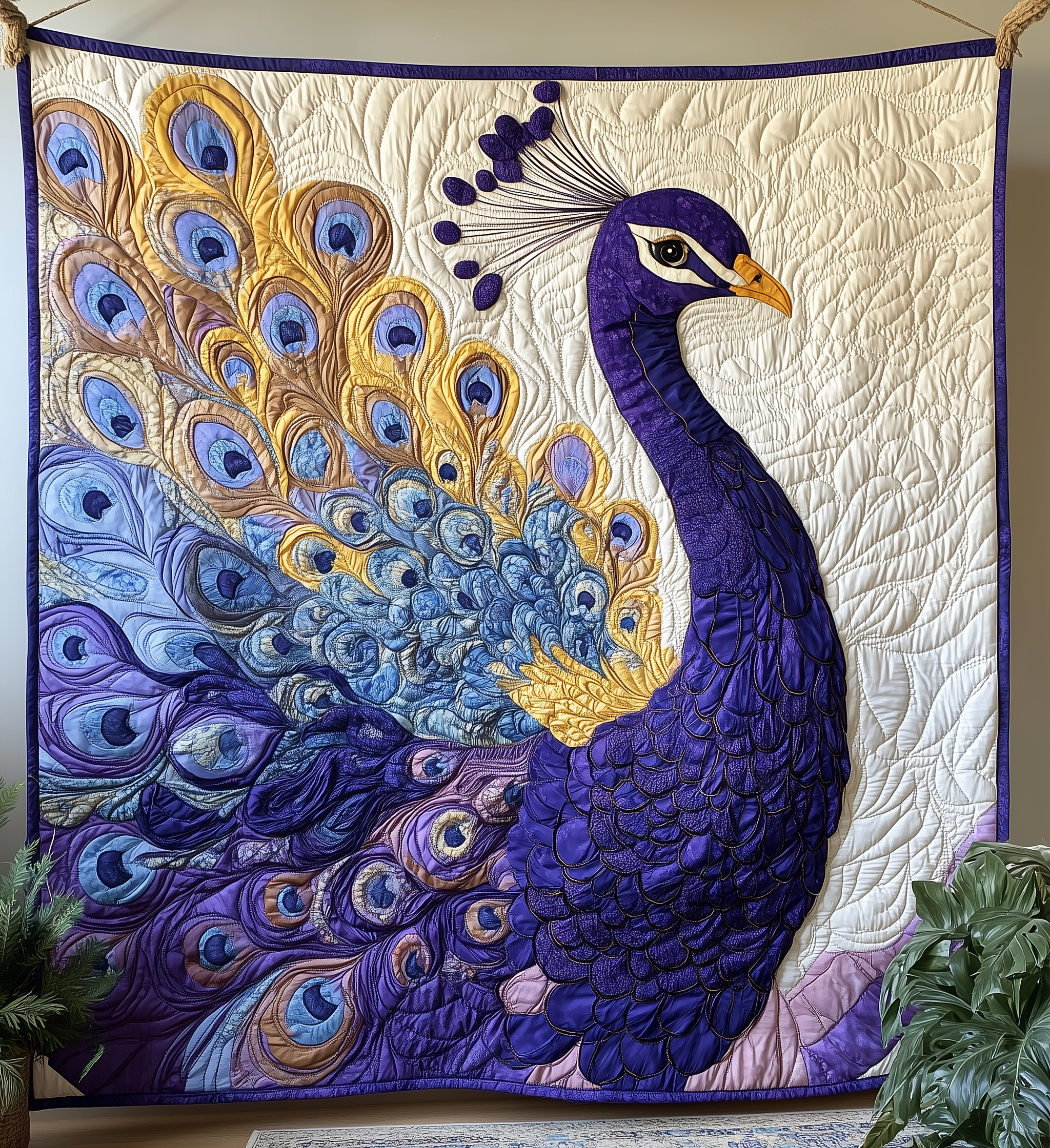Purple Peacock Quilted Blanket GFTONL2218