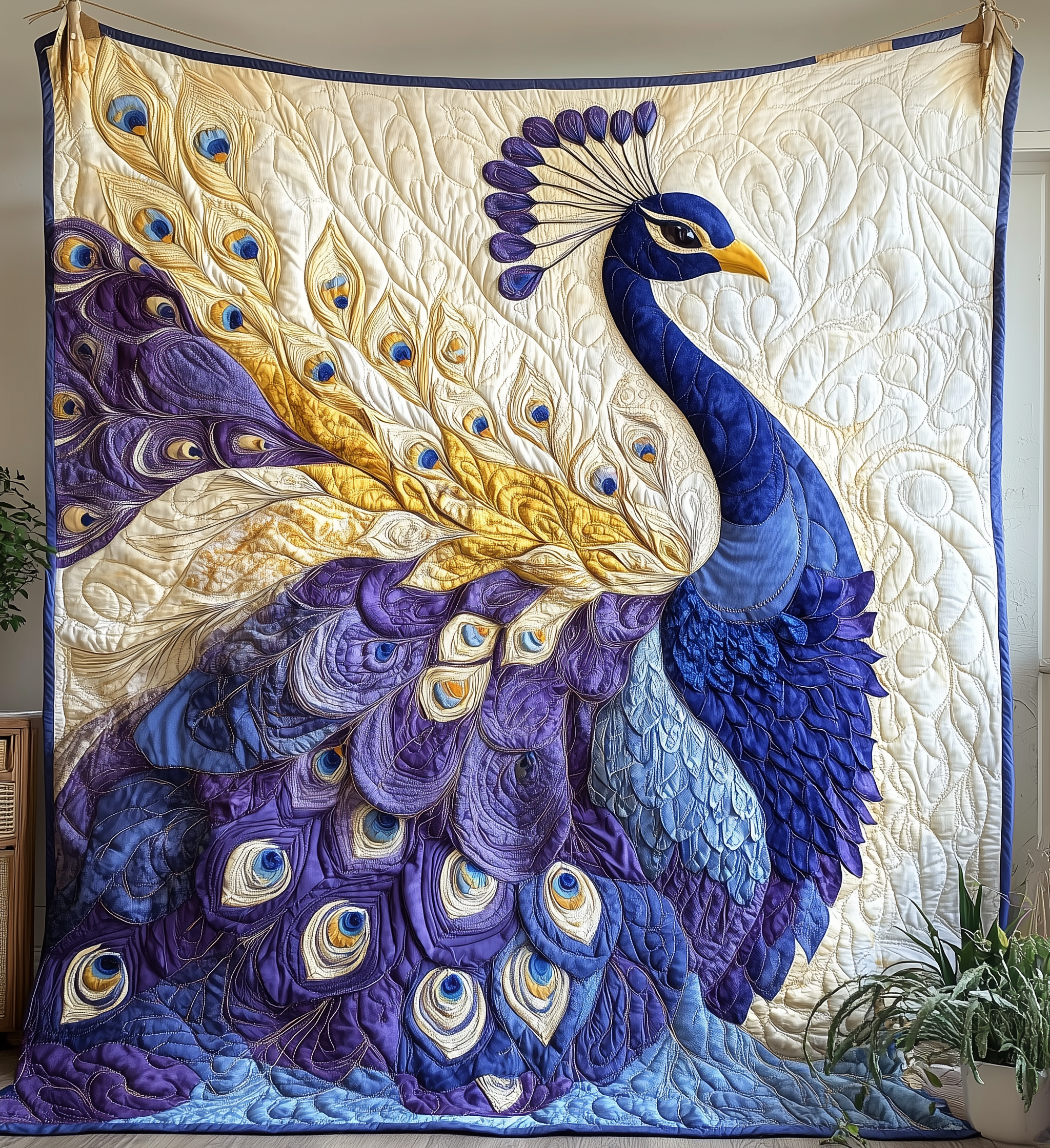 Purple Peacock Quilted Blanket GFTONL2219