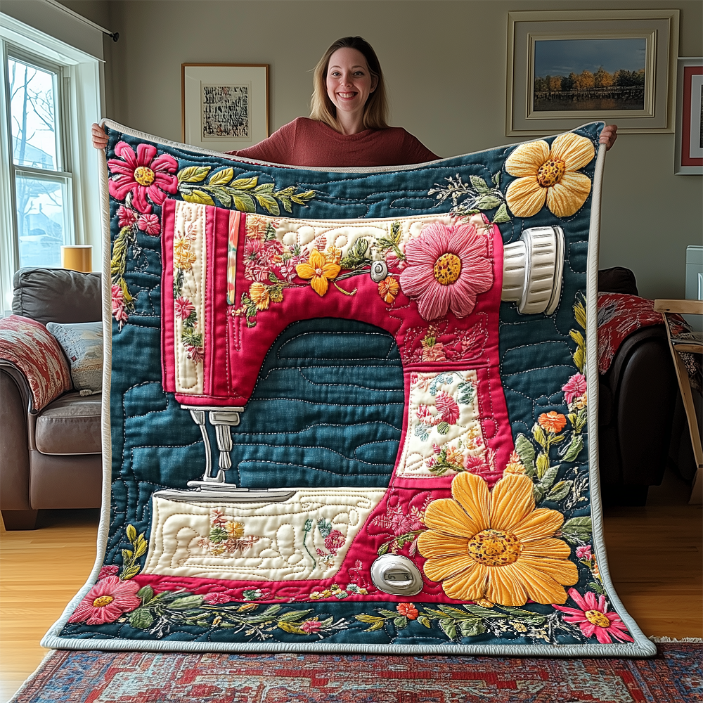 Vintage Sewing Machine Quilted Blanket GFTONL2261