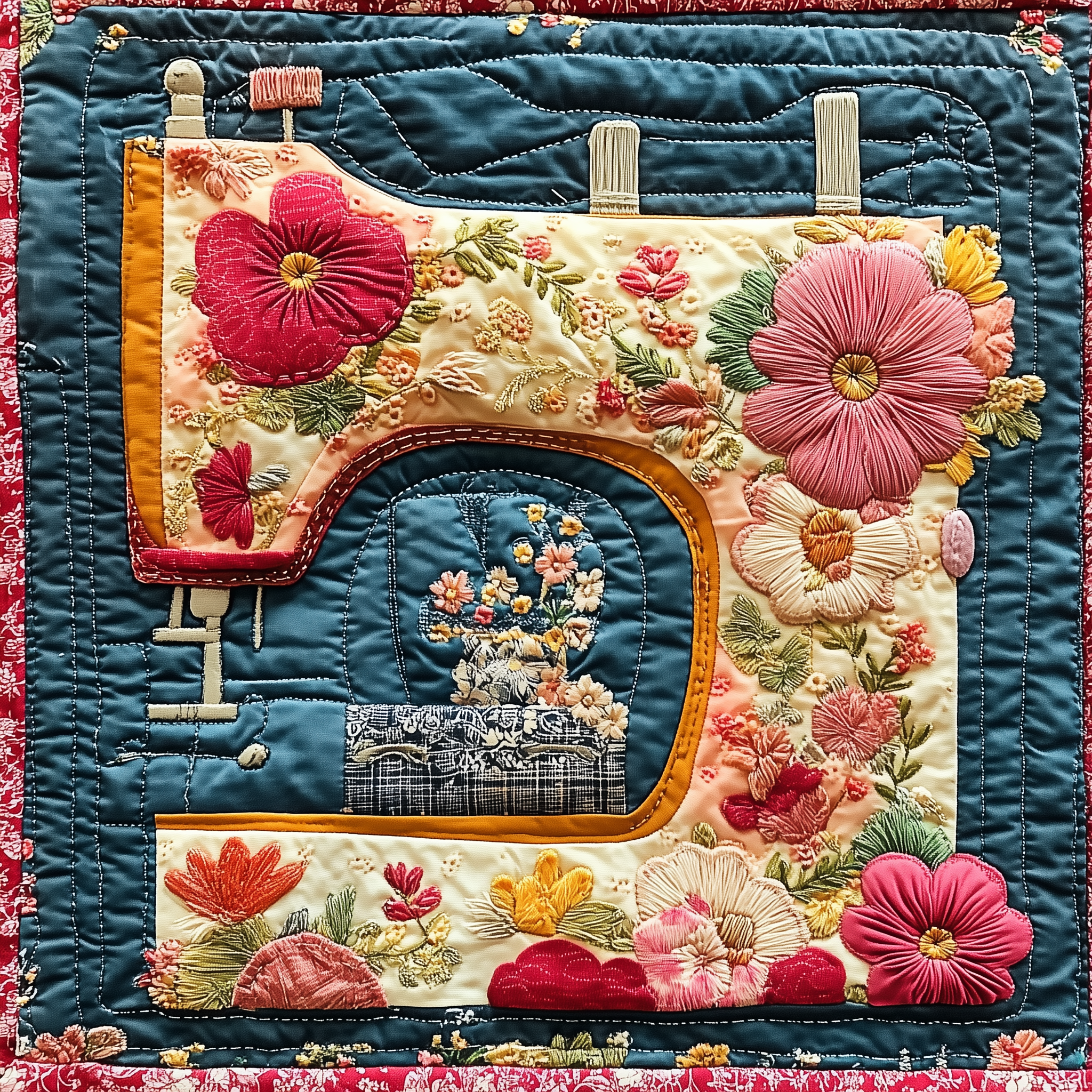 Vintage Sewing Machine Quilted Blanket GFTONL2264