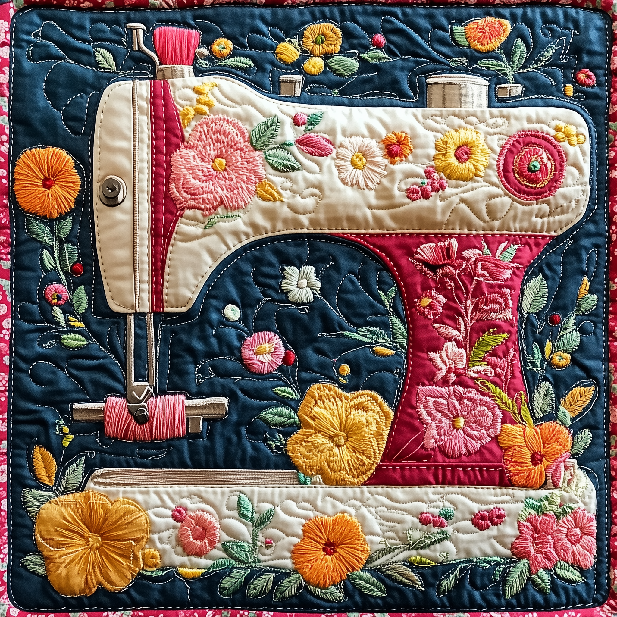 Vintage Sewing Machine Quilted Blanket GFTONL2265