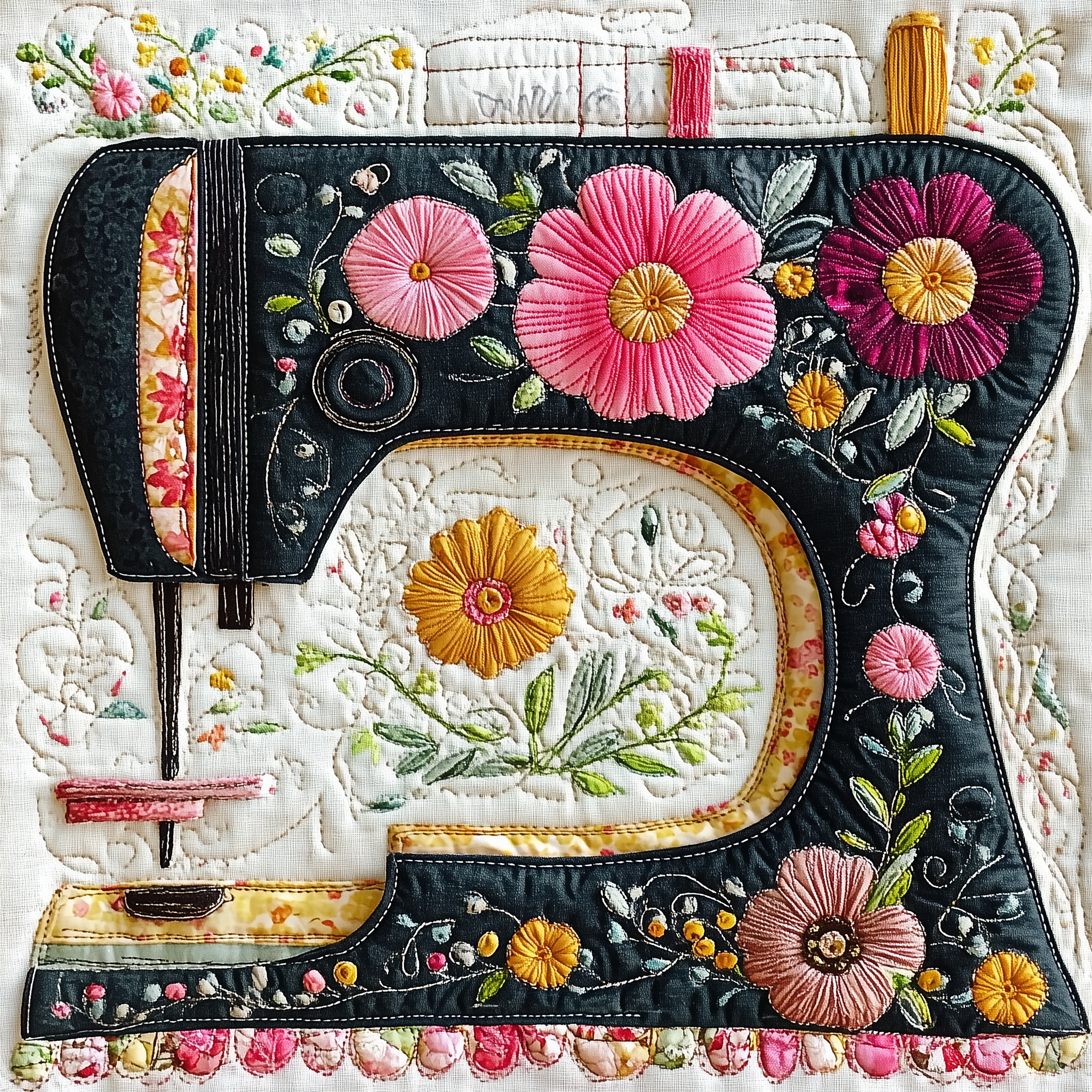 Vintage Sewing Machine Quilted Blanket GFTONL2274