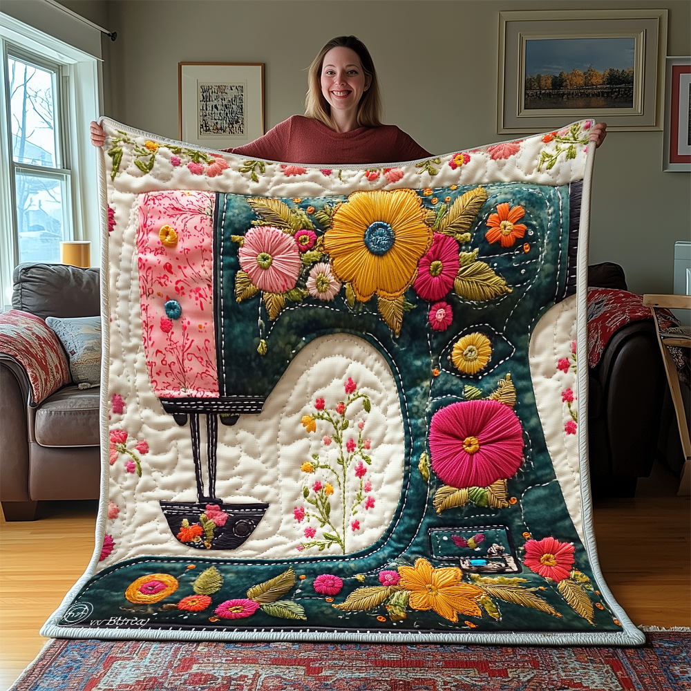 Vintage Sewing Machine Quilted Blanket GFTONL2275