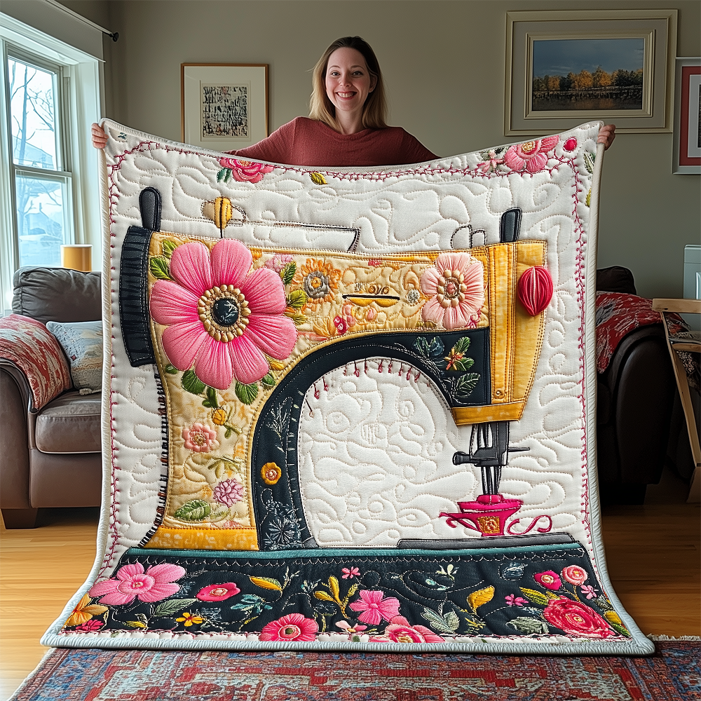 Vintage Sewing Machine Quilted Blanket GFTONL2277