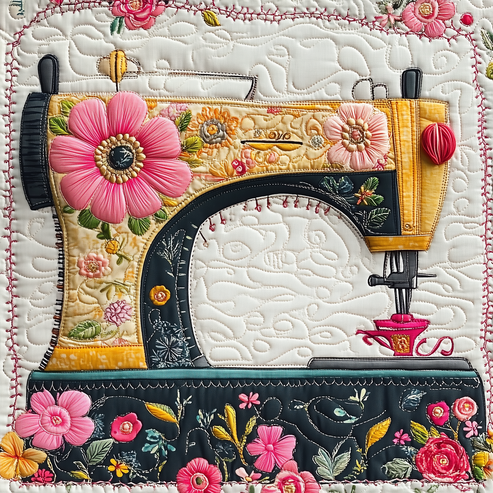Vintage Sewing Machine Quilted Blanket GFTONL2277
