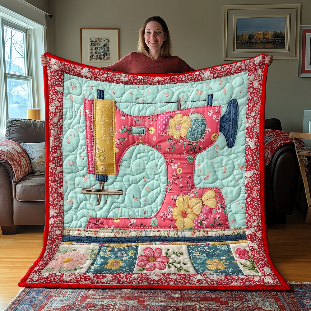 Vintage Sewing Machine Quilted Blanket GFTONL2279