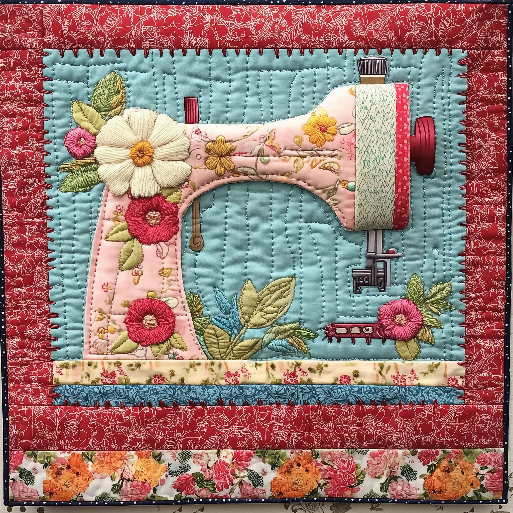 Vintage Sewing Machine Quilted Blanket GFTONL2280