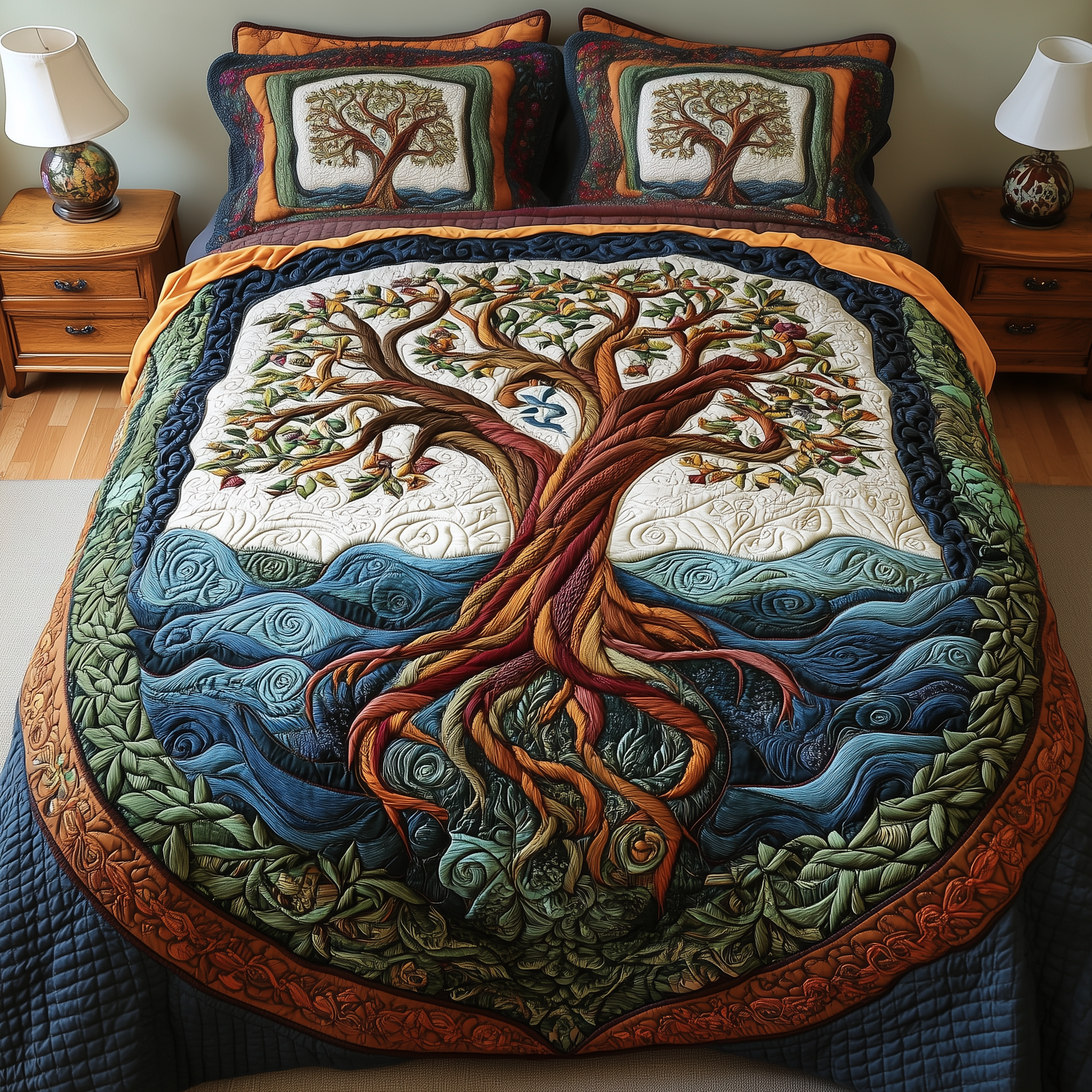 Eternal Tree Of Life 3-Piece Quilted Bedding Set GFTONL2302