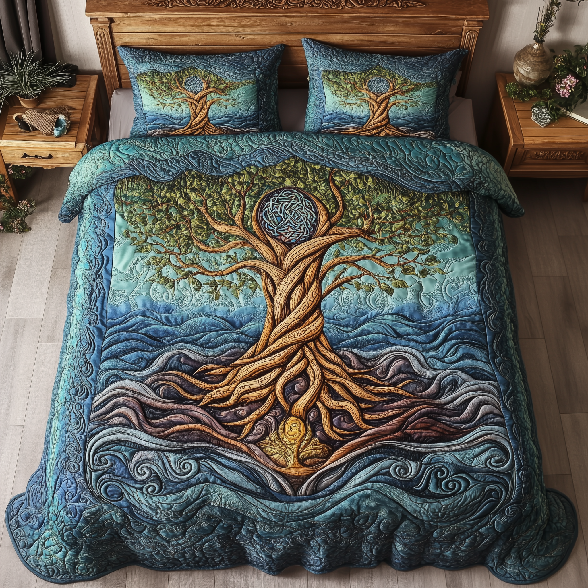 Eternal Tree Of Life 3-Piece Quilted Bedding Set GFTONL2303