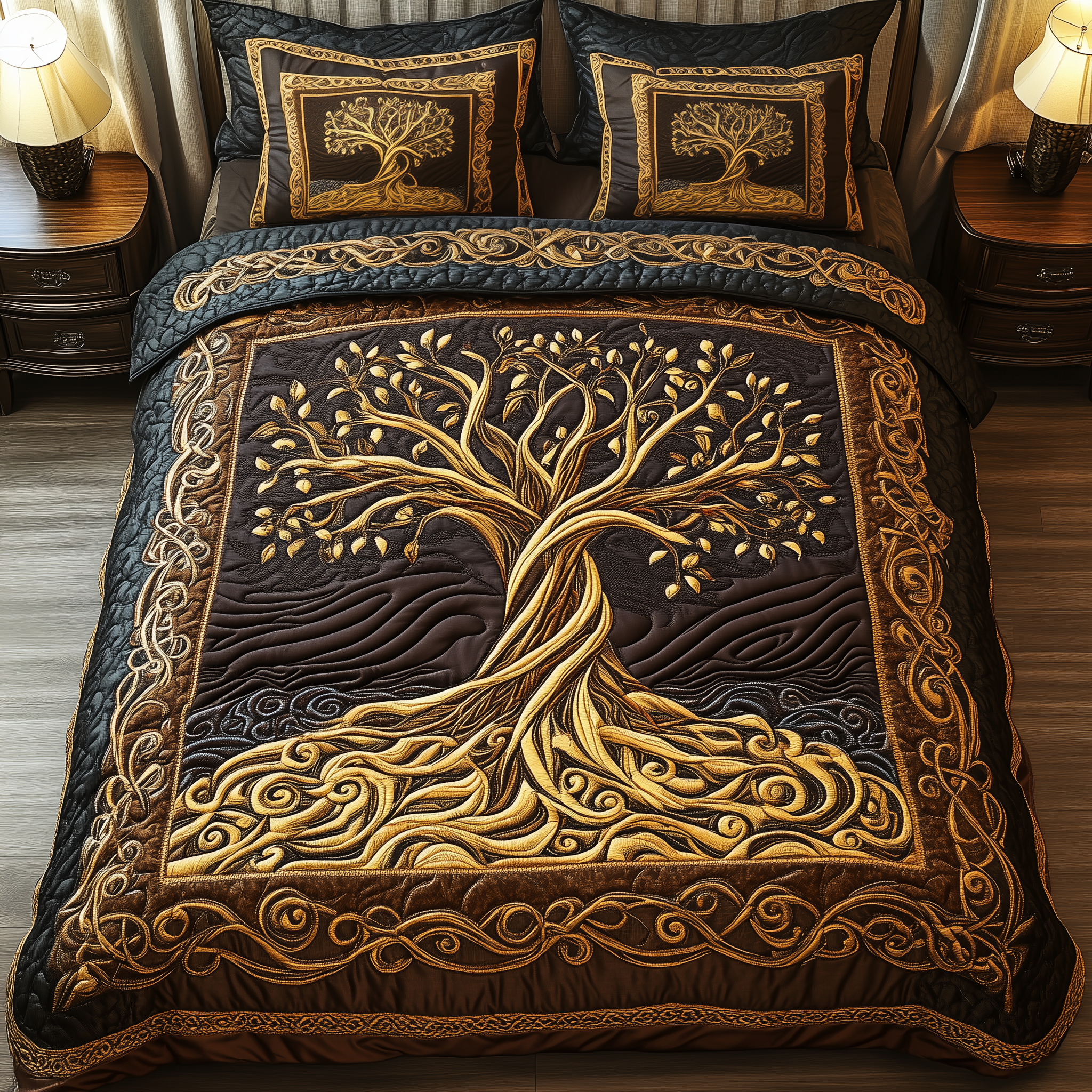 Eternal Tree Of Life 3-Piece Quilted Bedding Set GFTONL2306