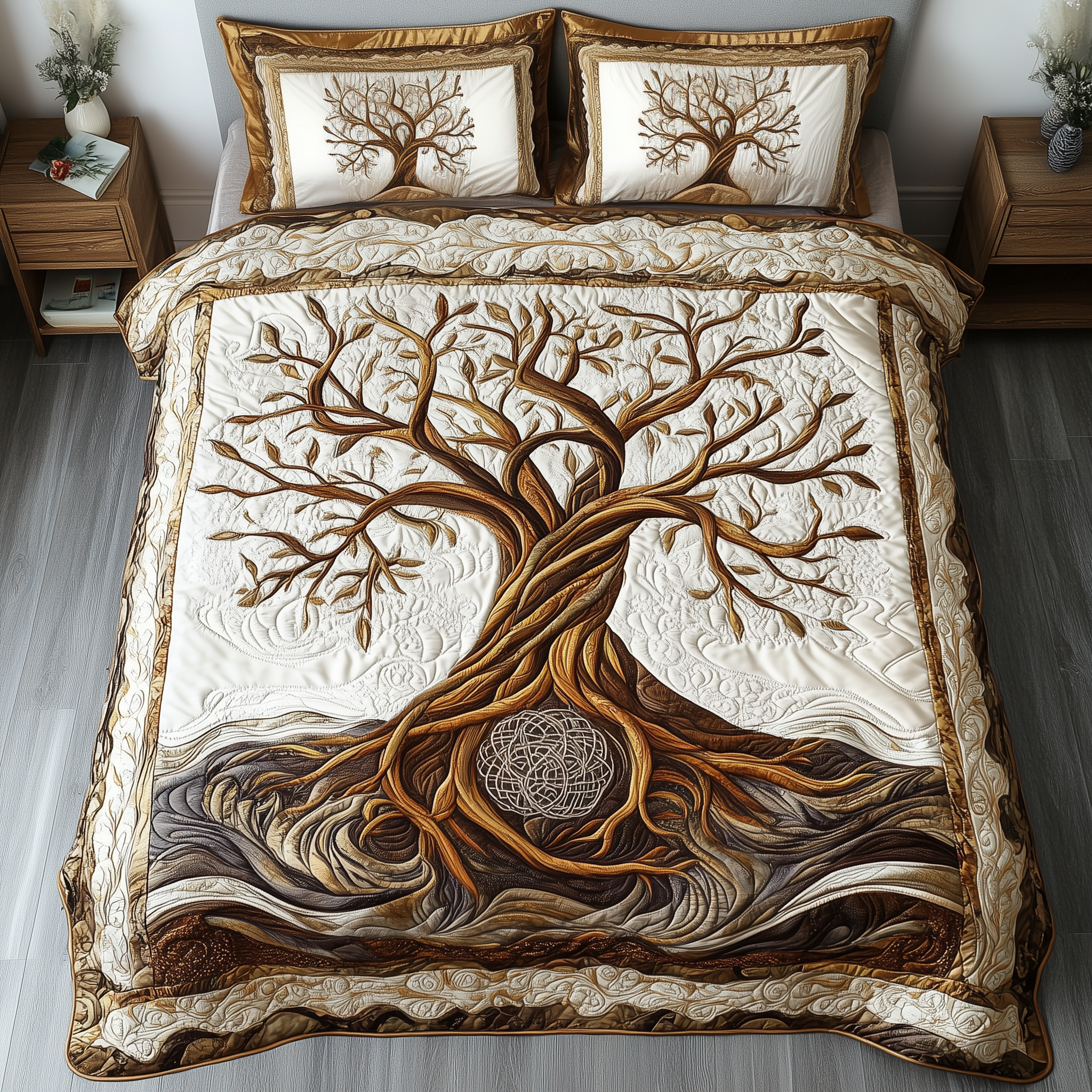 Eternal Tree Of Life 3-Piece Quilted Bedding Set GFTONL2307