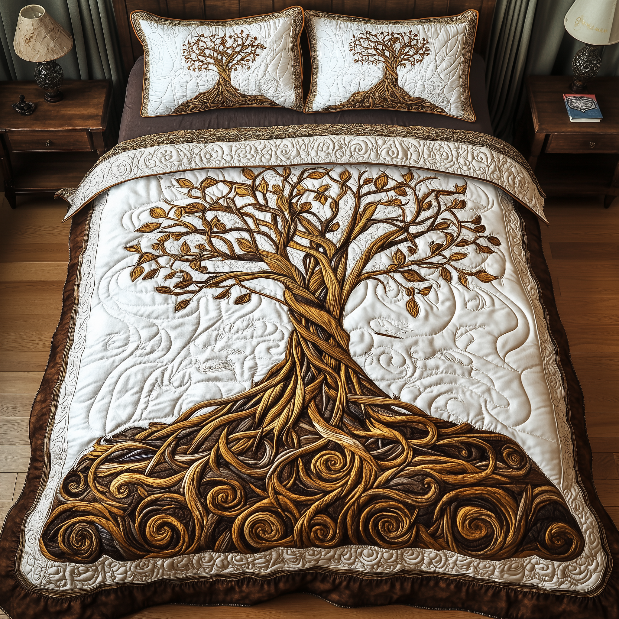 Eternal Tree Of Life 3-Piece Quilted Bedding Set GFTONL2310